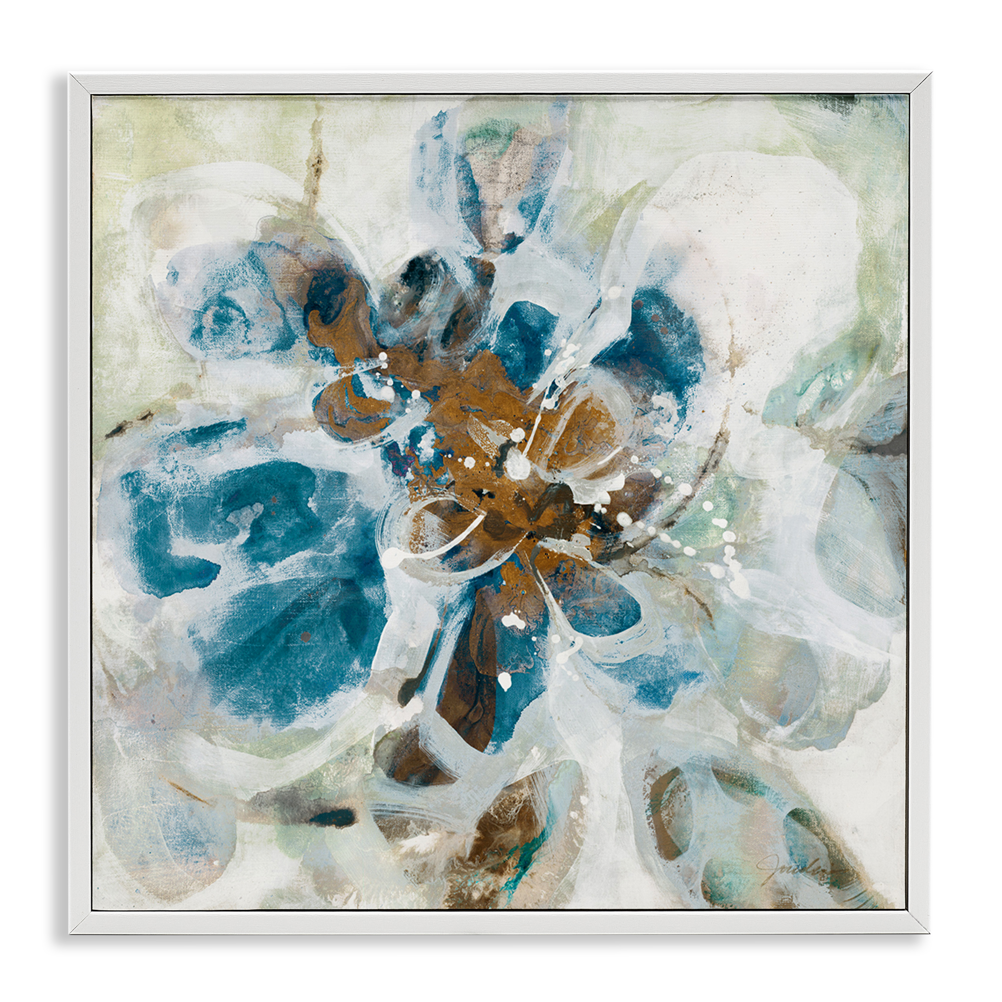 Stupell Industries Distorted Splatter Abstraction Abstract Painting White Framed Art Print Wall Art, 12 x 12