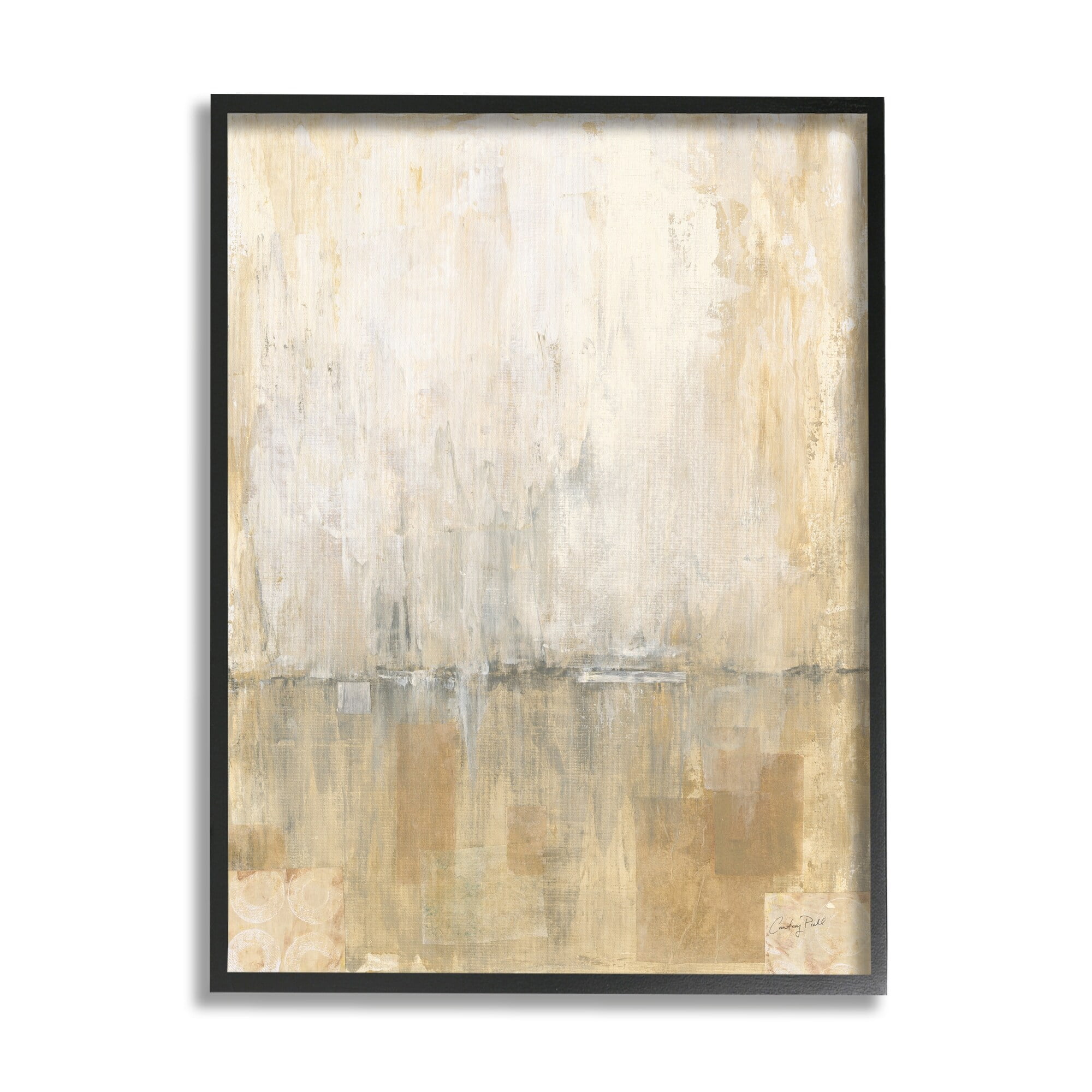 Stupell Industries Distressed Abstract P. Strokes Beige Grey Horizon Circles, 24 x 30, Design by Courtney Prahl