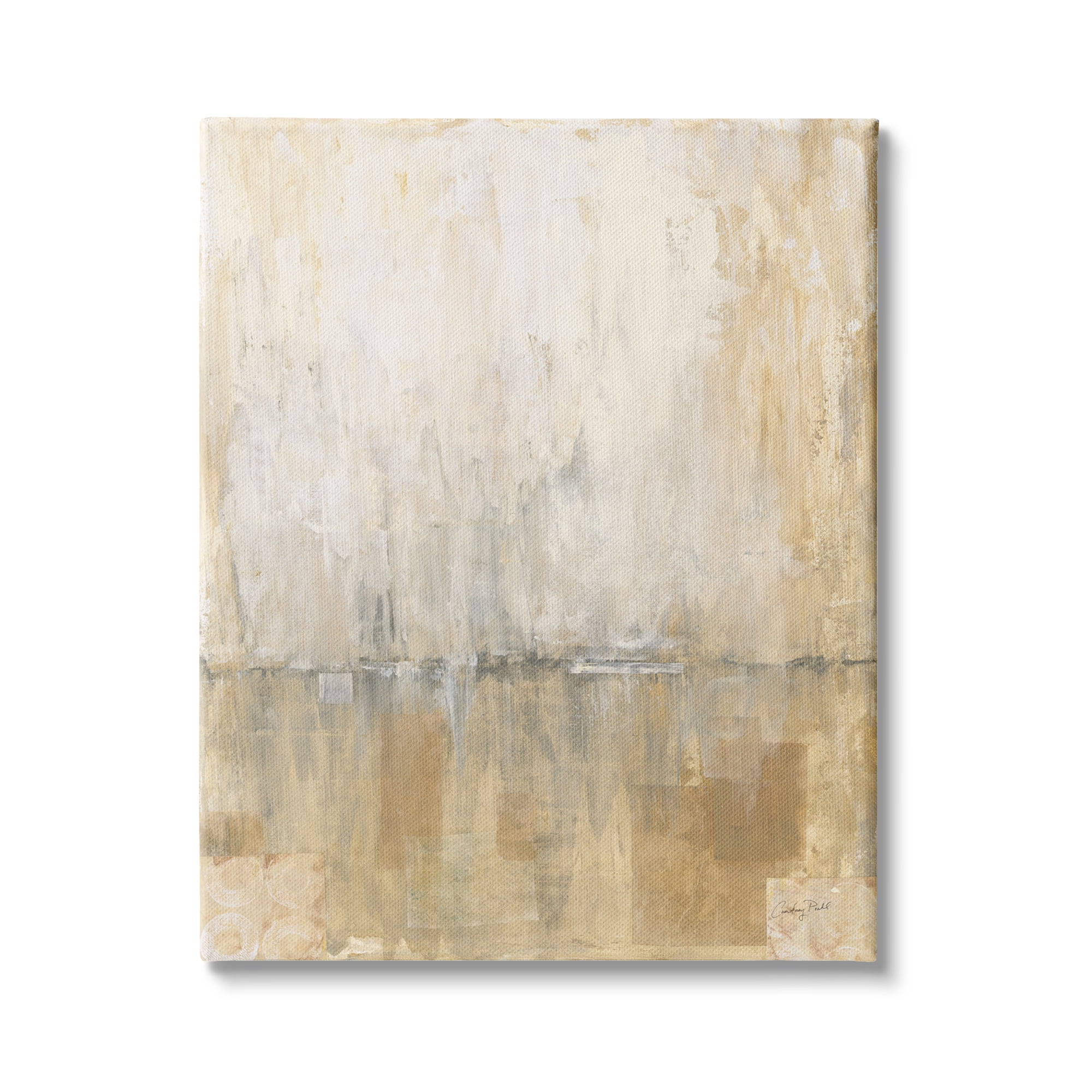 Stupell Industries Distressed Abstract P. Strokes Beige Grey Horizon Circles, 36 x 48, Design by Courtney Prahl
