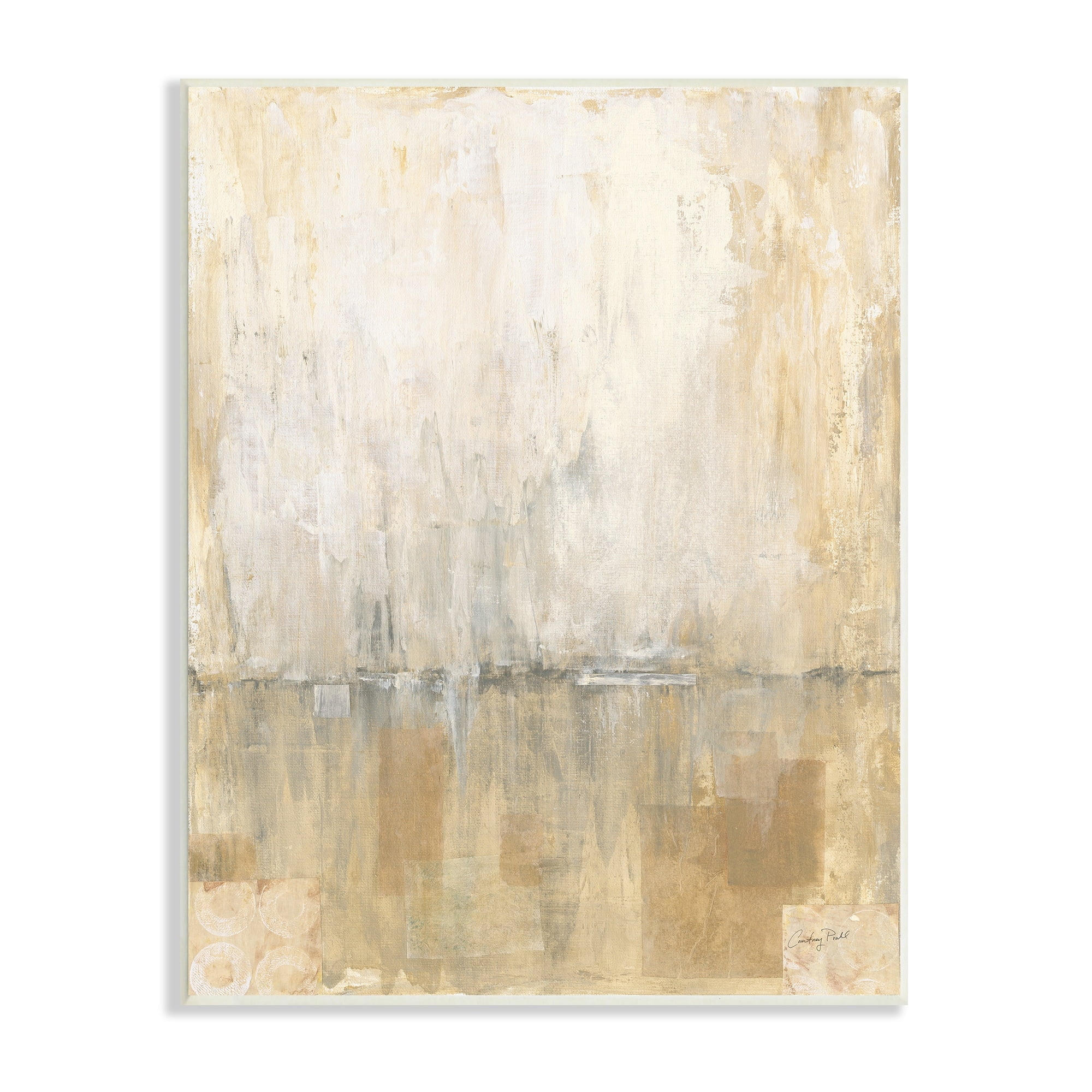 Stupell Industries Distressed Abstract Paint Strokes Beige Grey Horizon Circles, 13 x 19, Design by Courtney Prahl