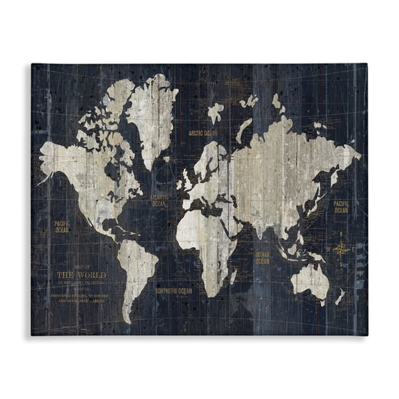 Stupell Industries Eclectic Distressed Antique World Map Canvas Art, 20 x 16, by Wild Apple Portfolio