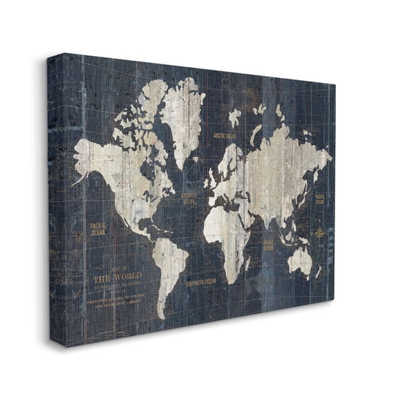 Stupell Industries Distressed Antique World Map Rustic Aesthetic Designed by Wild Apple Portfolio