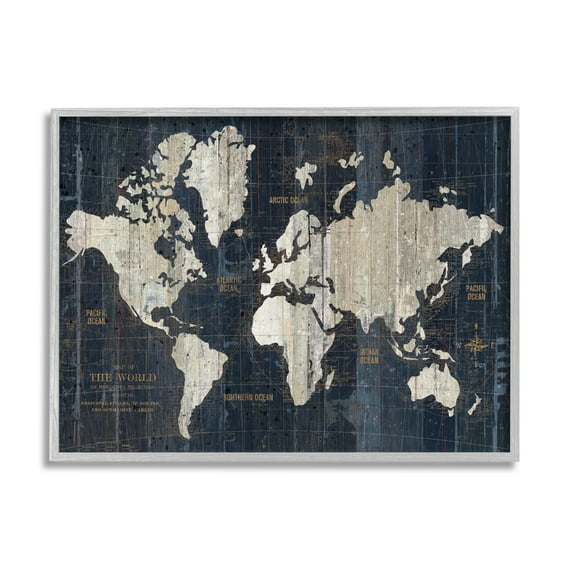 Stupell Industries Distressed Antique World Map Rustic Aesthetic Graphic Art Framed Art Print Wall Art, 30x24, By Wild Apple Portfolio