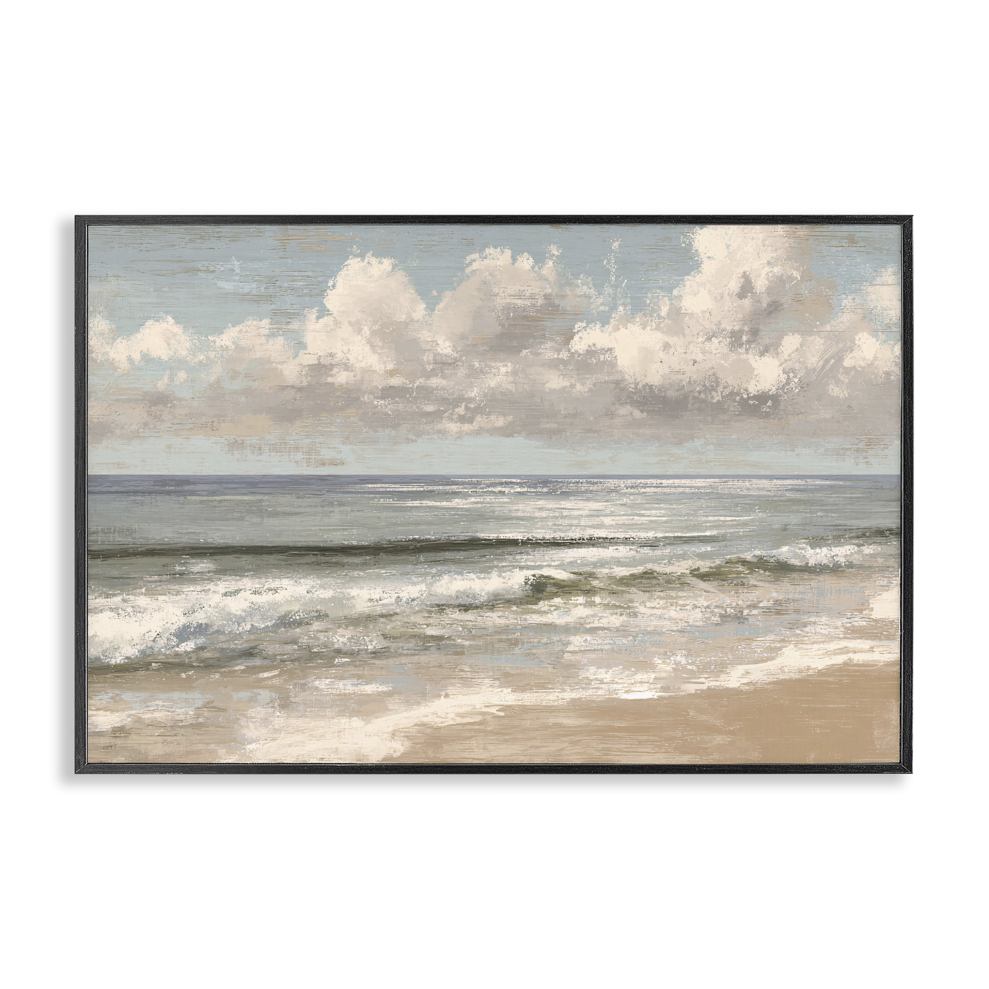Stupell Industries Distressed Beach Horizon Black Framed Giclee Art, design by Jacky Ngan