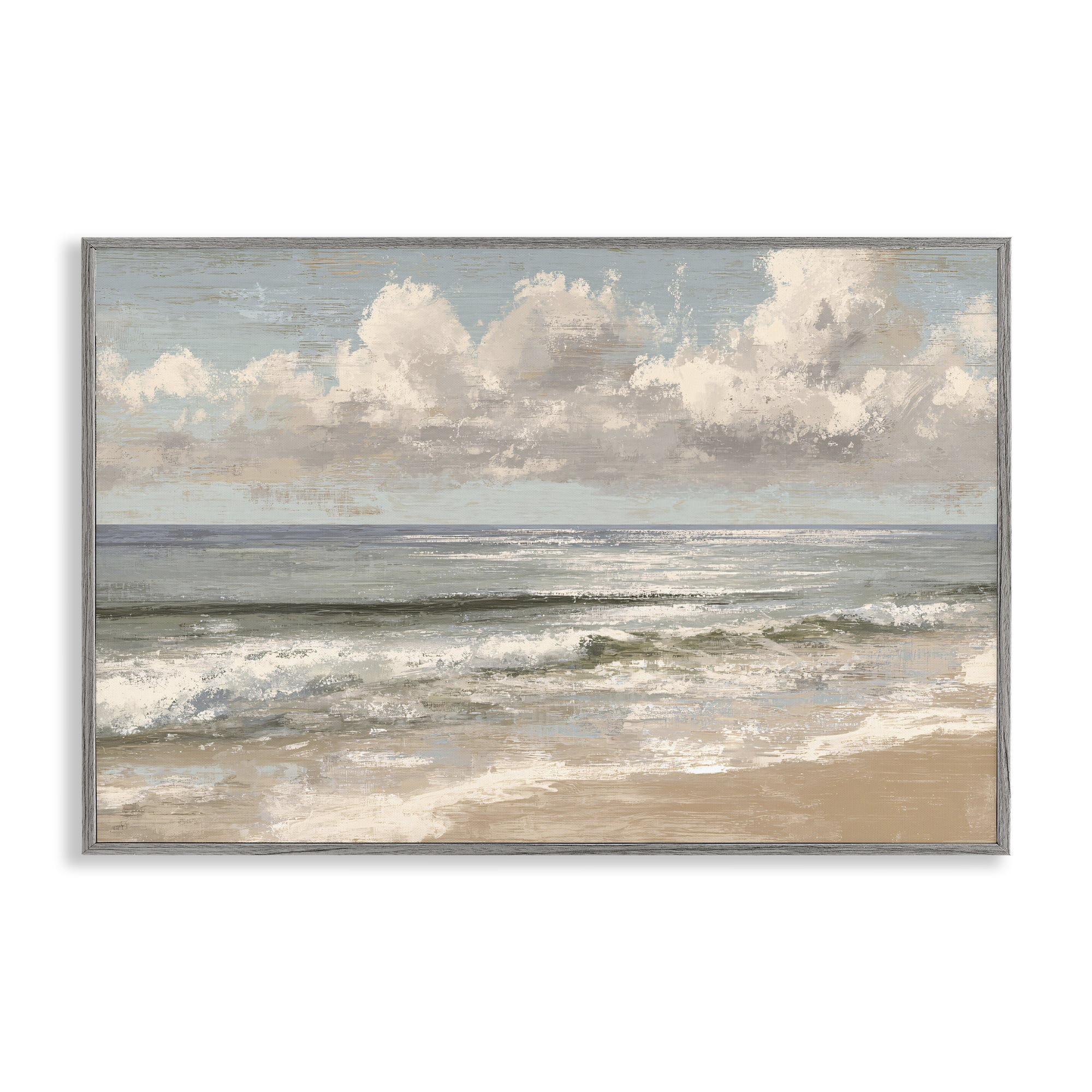 Stupell Industries Distressed Beach Horizon Gray Framed Giclee Art, design by Jacky Ngan
