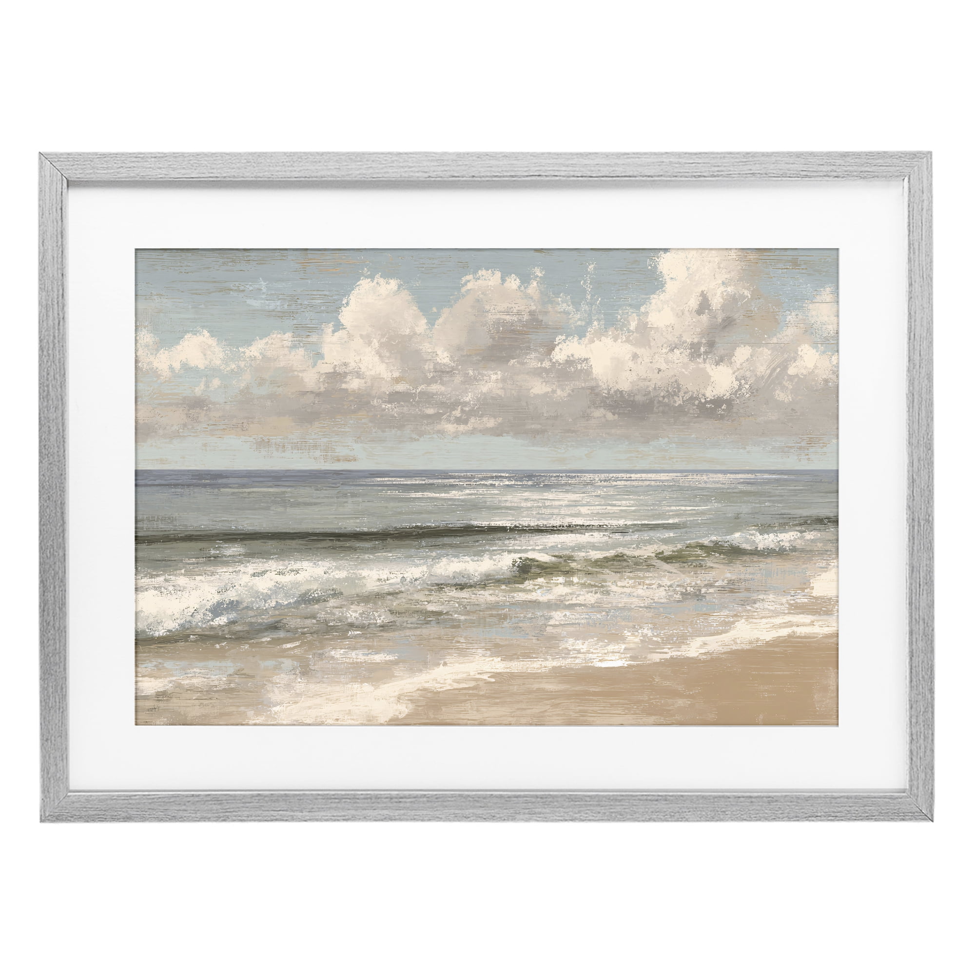Stupell Industries Distressed Beach Horizon Gray Framed Print Under Glass, design by Jacky Ngan
