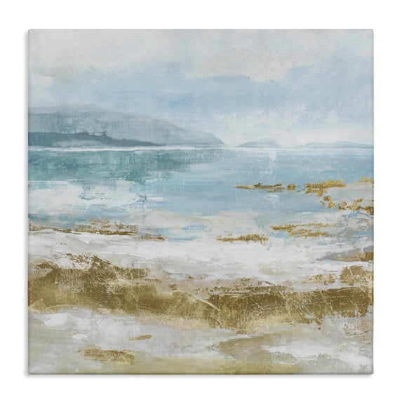 Stupell Industries Distressed Beach Landscape Coastal Painting Gallery Wrapped Canvas Art Print Wall Art, 36 x 36