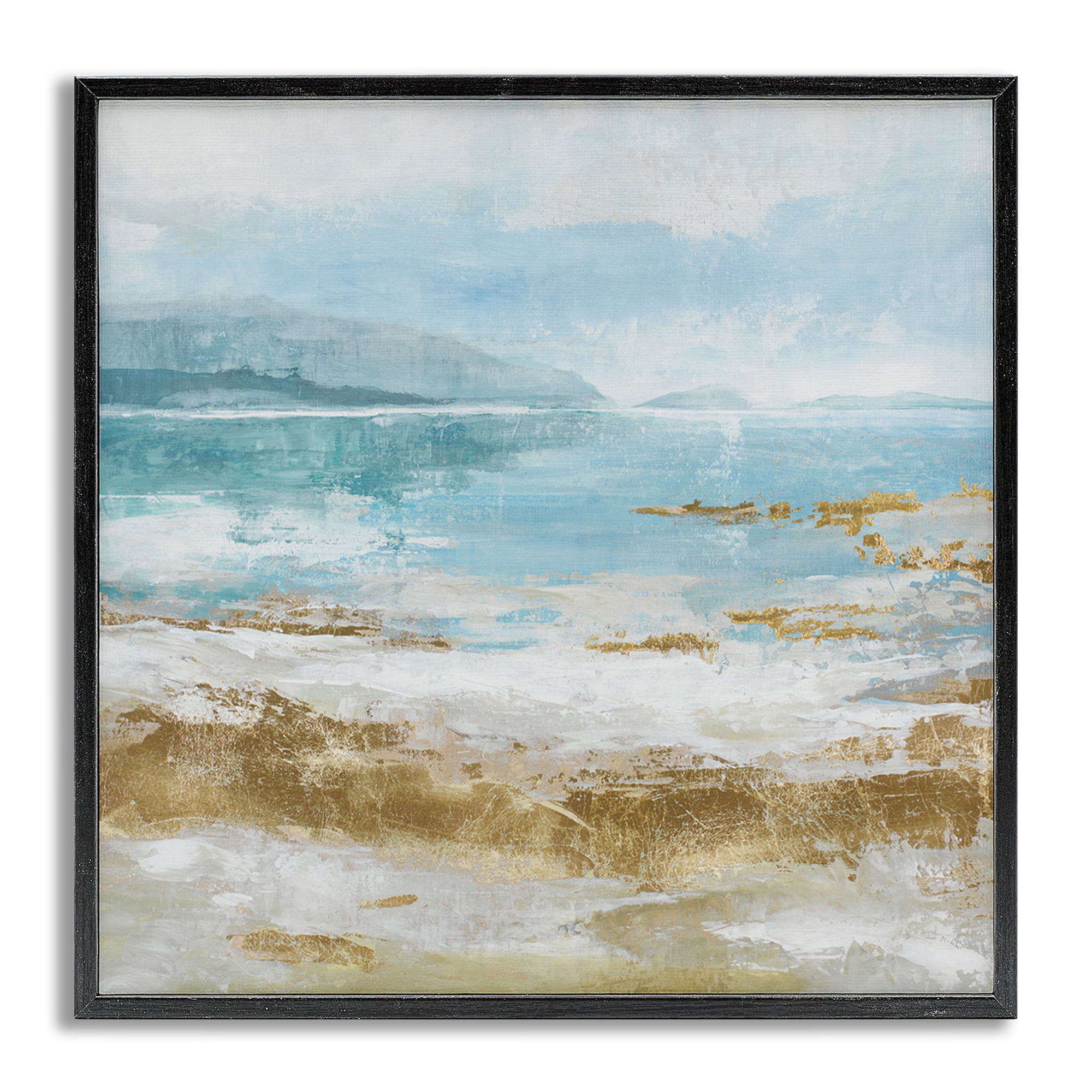 Stupell Industries Distressed Beach Landscape Coastal Painting Gray Framed Art Print Wall Art, 24 x 24