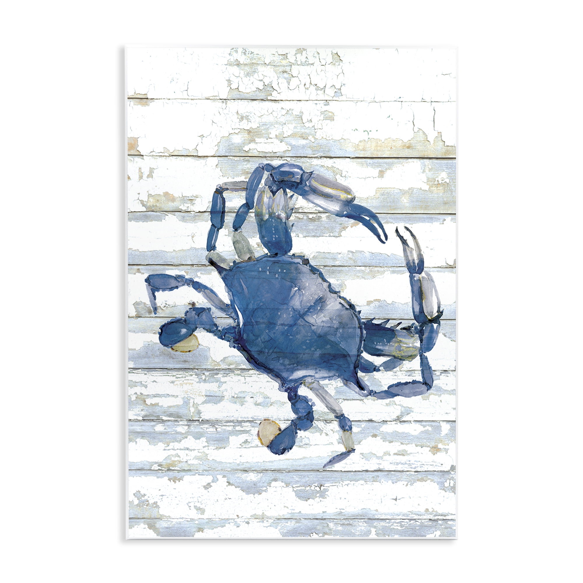 Stupell Industries Distressed Blue Ocean Crab Animals Painting Unframed Art Print Wall Art, 10 x 15