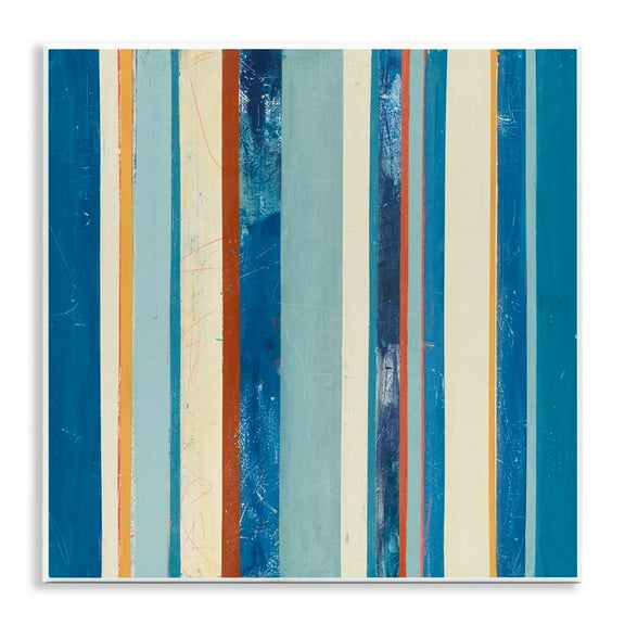 Stupell Industries Distressed Blue Stripes Abstract Painting Unframed Art Print Wall Art, 12 x 12
