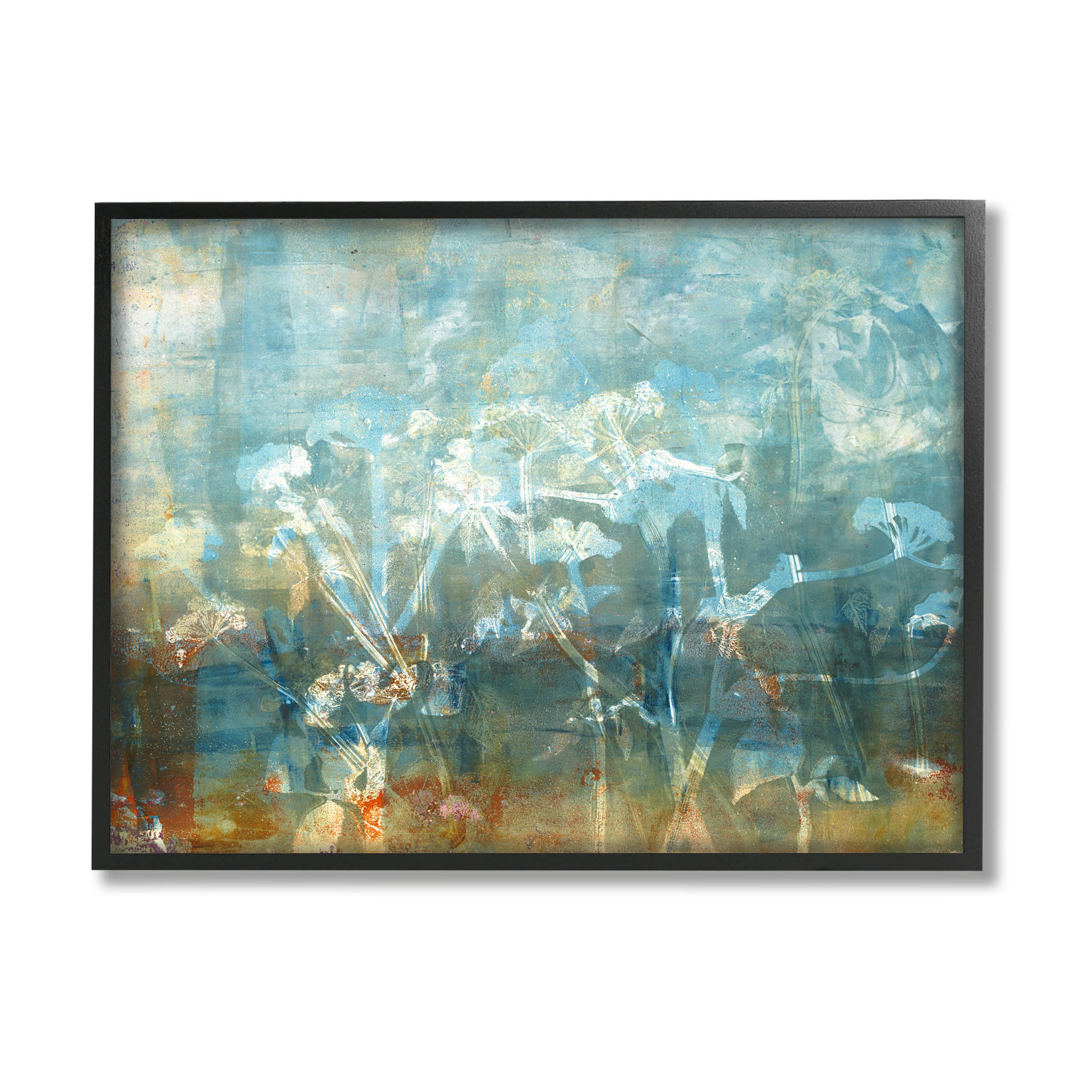 Stupell Industries Distressed Botanical Overlay Collage Graphic Art Black Framed Art Print Wall Art, Design by Liz St. Andre