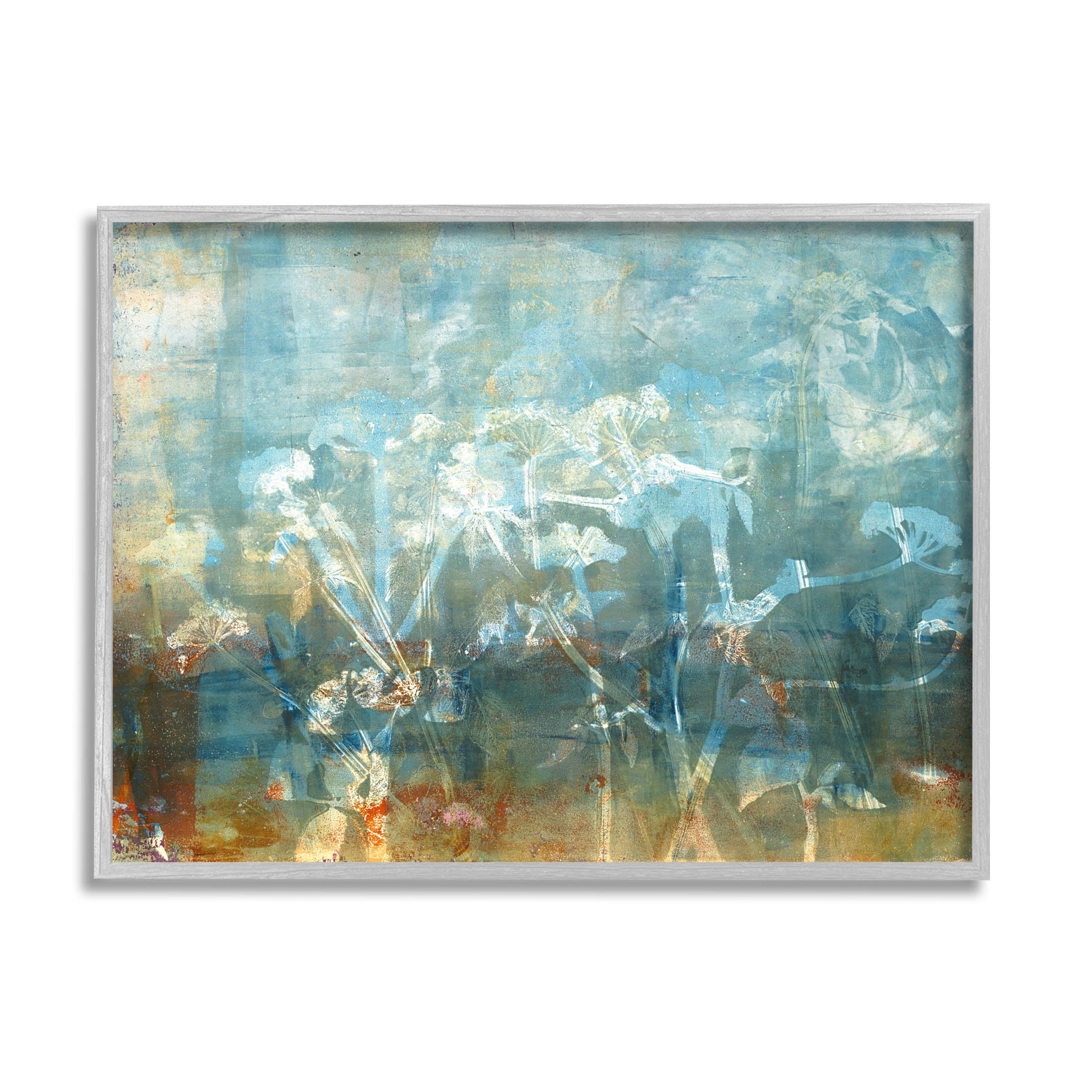 Stupell Industries Distressed Botanical Overlay Collage Graphic Art Gray Framed Art Print Wall Art, Design by Liz St. Andre