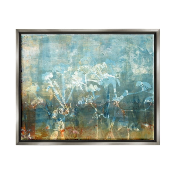 Stupell Industries Distressed Botanical Overlay Collage Graphic Art Luster Gray Floating Framed Canvas Print Wall Art, Design by Liz St. Andre
