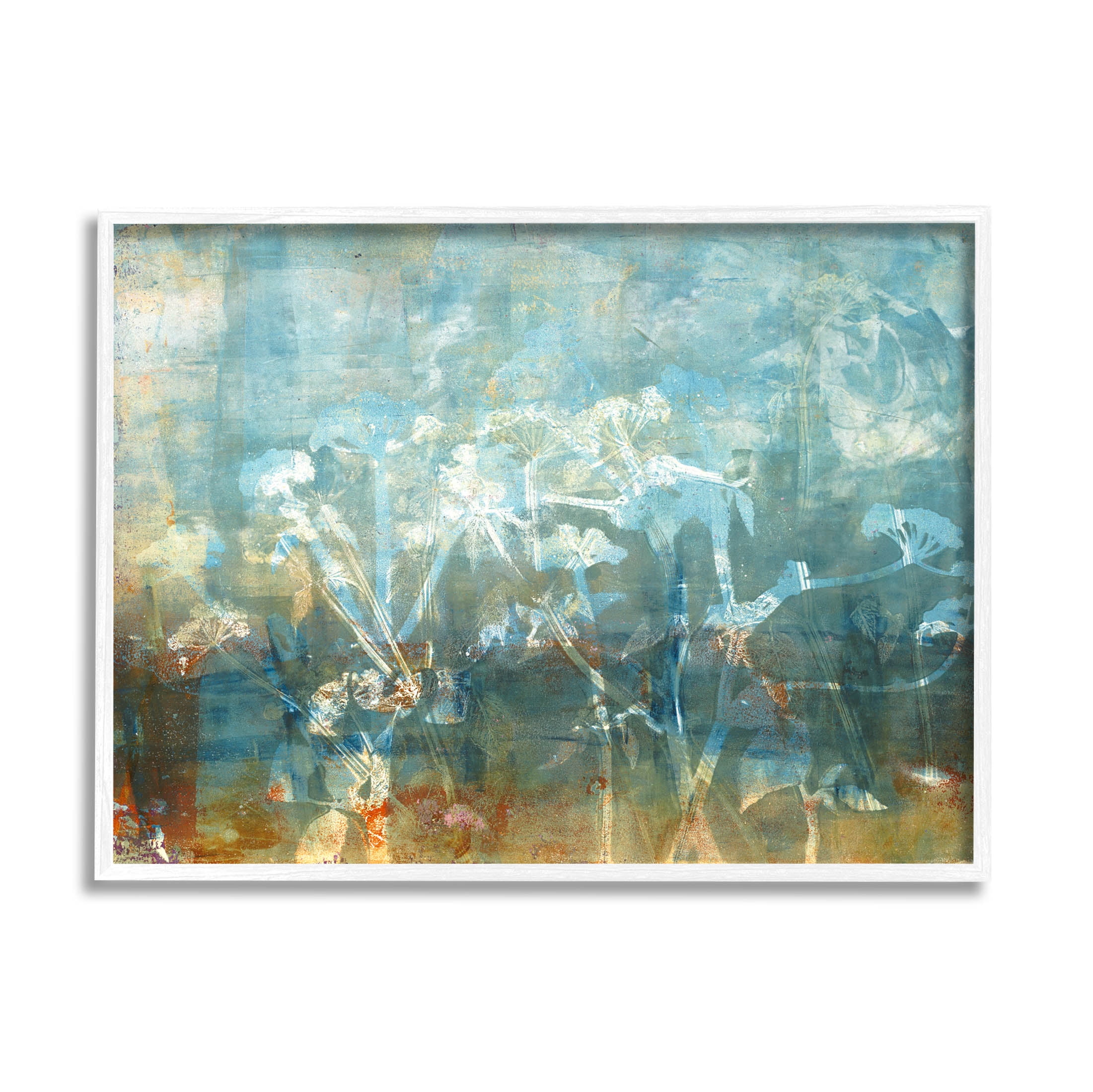 Stupell Industries Distressed Botanical Overlay Collage Graphic Art White Framed Art Print Wall Art, Design by Liz St. Andre