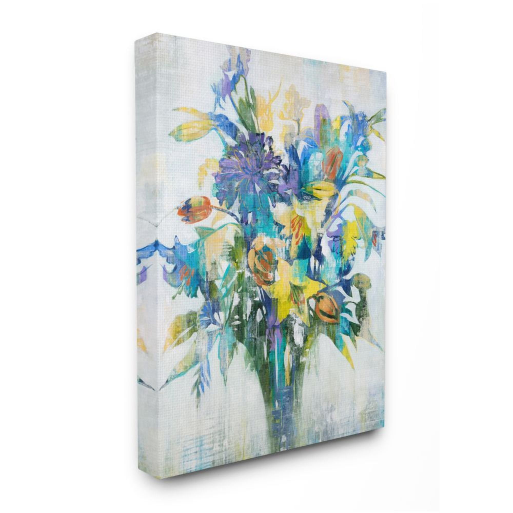 Stupell Industries Distressed Bouquet Spring Flowers Blue Yellow Green Design by Third and Wall, 30" x 40"