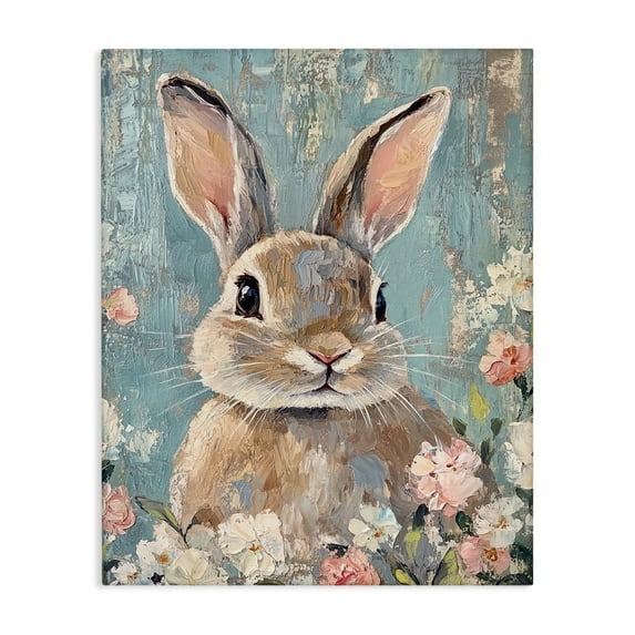 Stupell Industries Distressed Bunny Portrait Canvas Wall Art design by Franklyn Gregory, 48 x 36