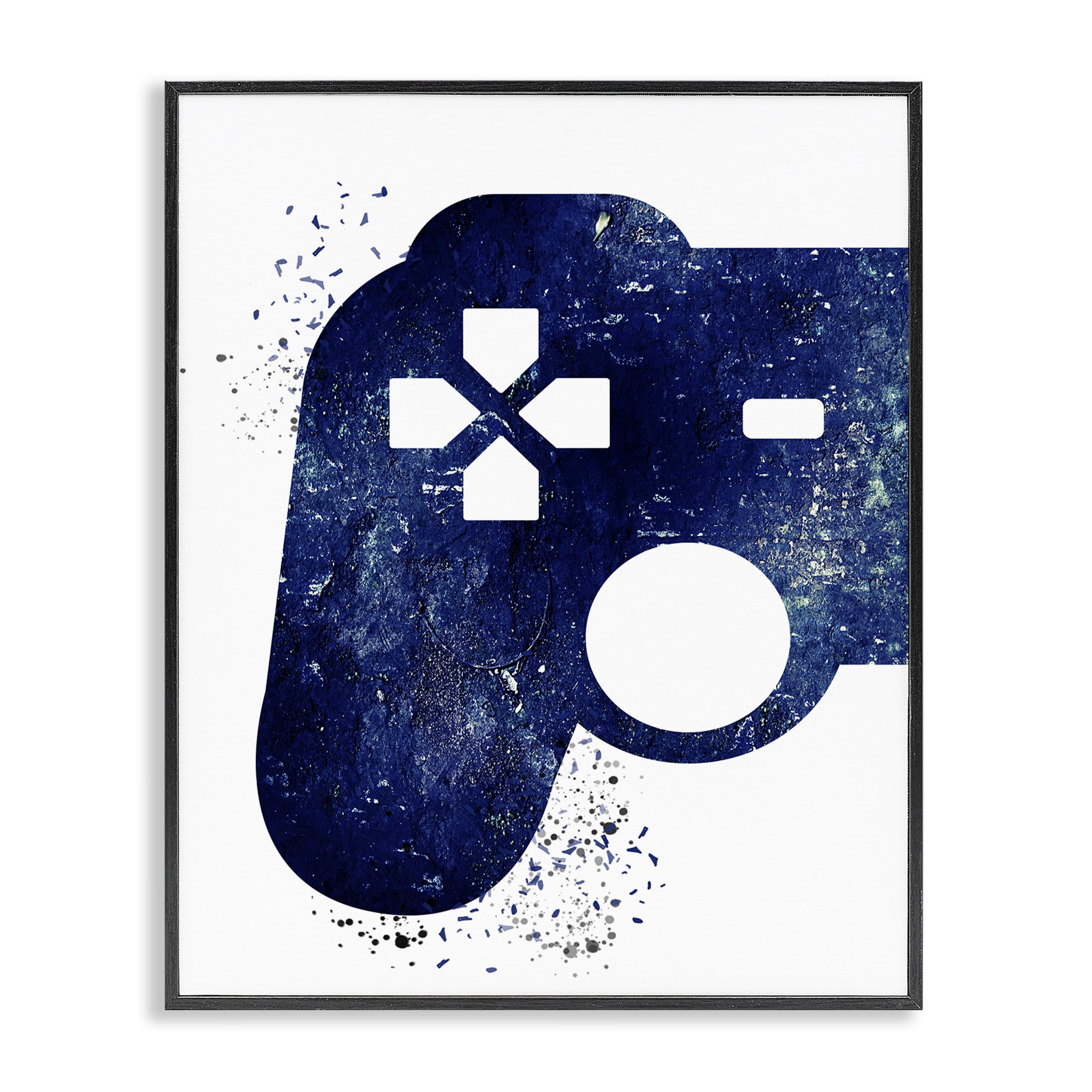 Stupell Industries Distressed Controller Outline Entertainment Painting Black Framed Art Print Wall Art, 16 x 20