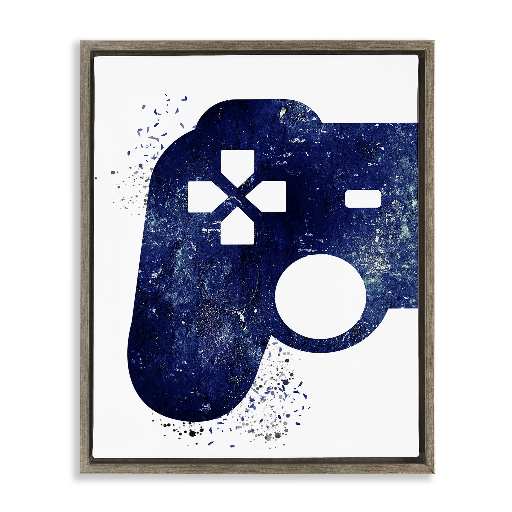 Stupell Industries Distressed Controller Outline Entertainment Painting Brown Floater Framed Canvas Art Print Wall Art, 25 x 31