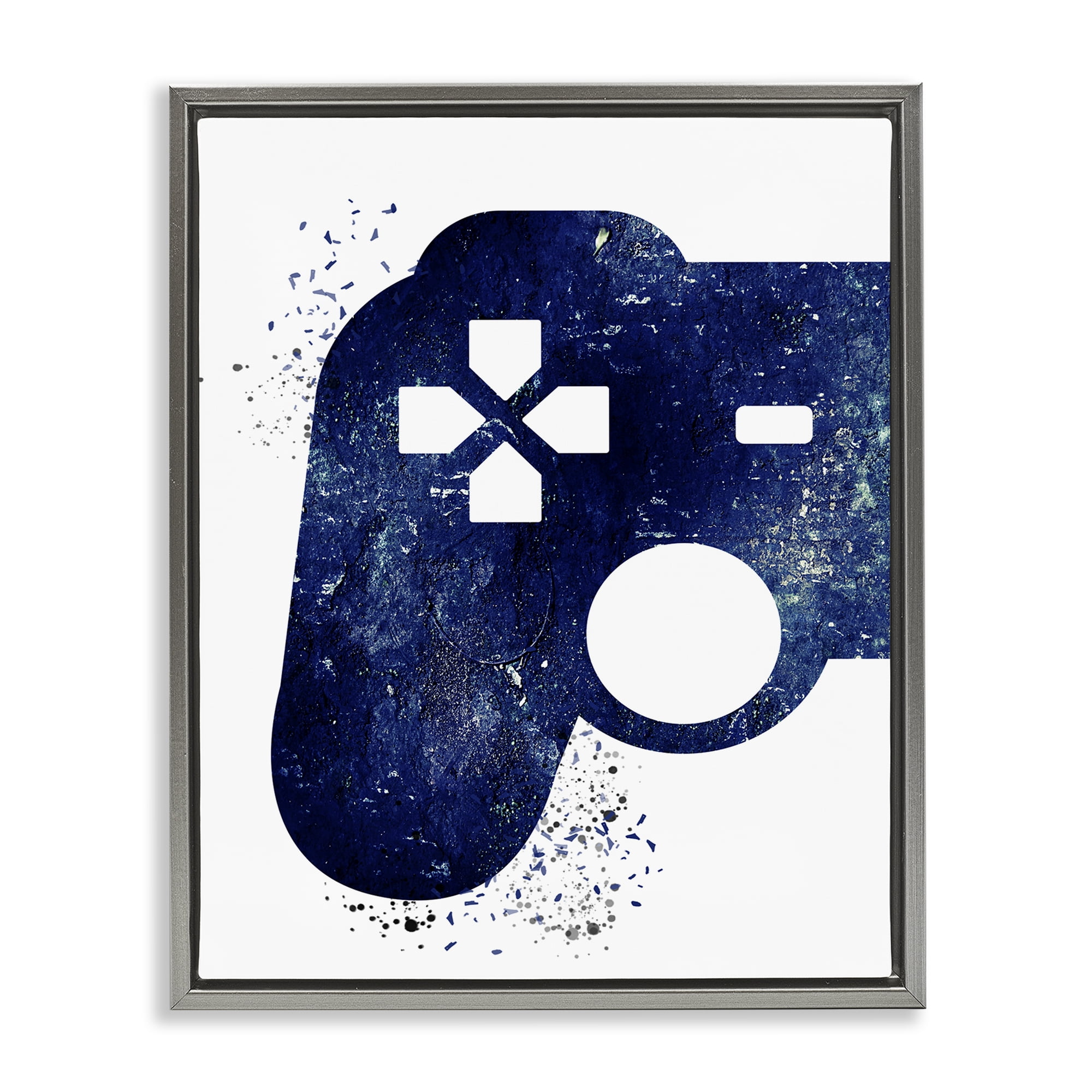 Stupell Industries Distressed Controller Outline Entertainment Painting Gray Floater Framed Canvas Art Print Wall Art, 25 x 31