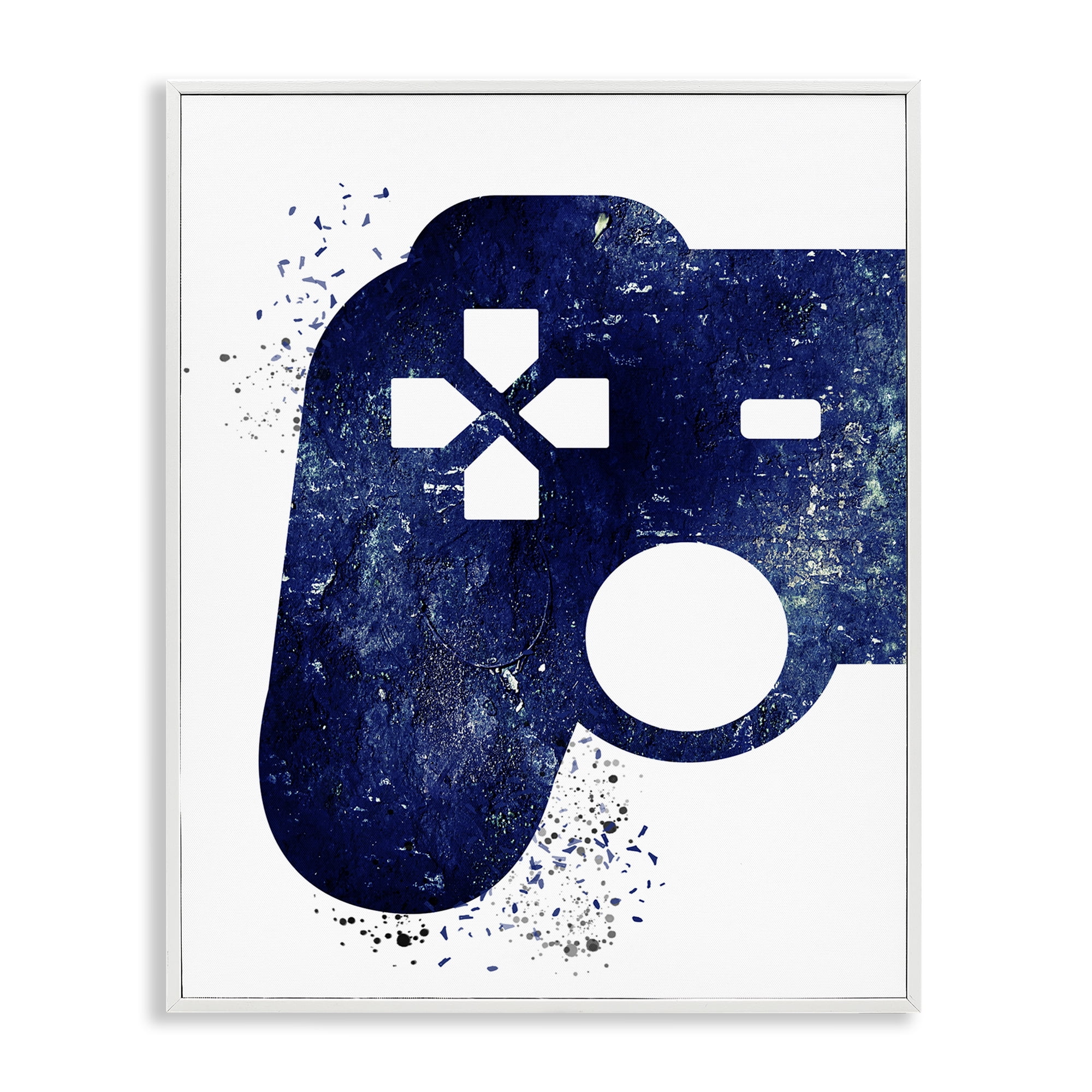 Stupell Industries Distressed Controller Outline Entertainment Painting White Framed Art Print Wall Art, 11 x 14