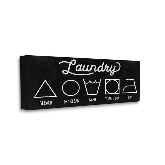 Stupell Industries Distressed Country Laundry Symbol Cleaning Guide Canvas Wall Art, 10 x 24, Design by Daphne Polselli