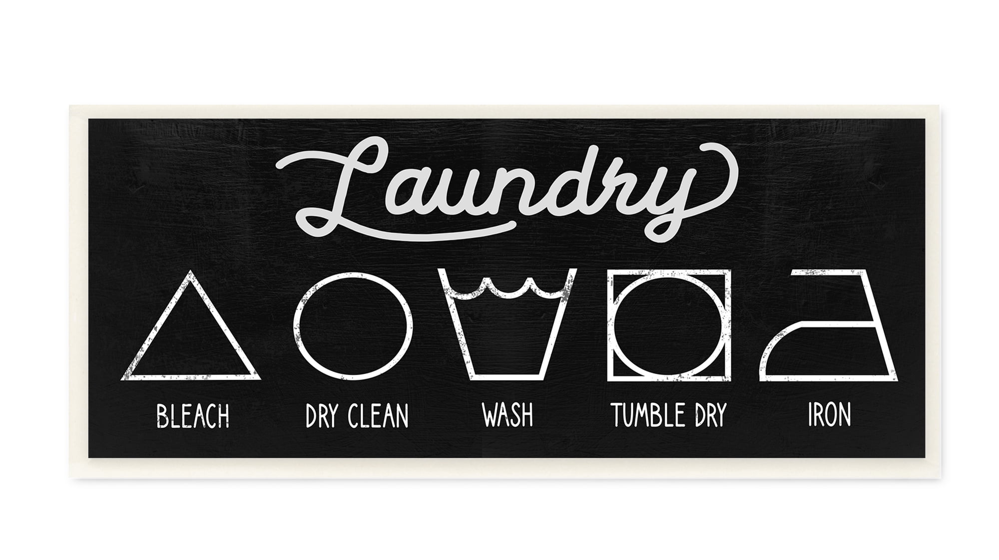 Stupell Industries Distressed Country Laundry Symbol Cleaning Guide Wall Plaque, 7 x 17, Design by Daphne Polselli
