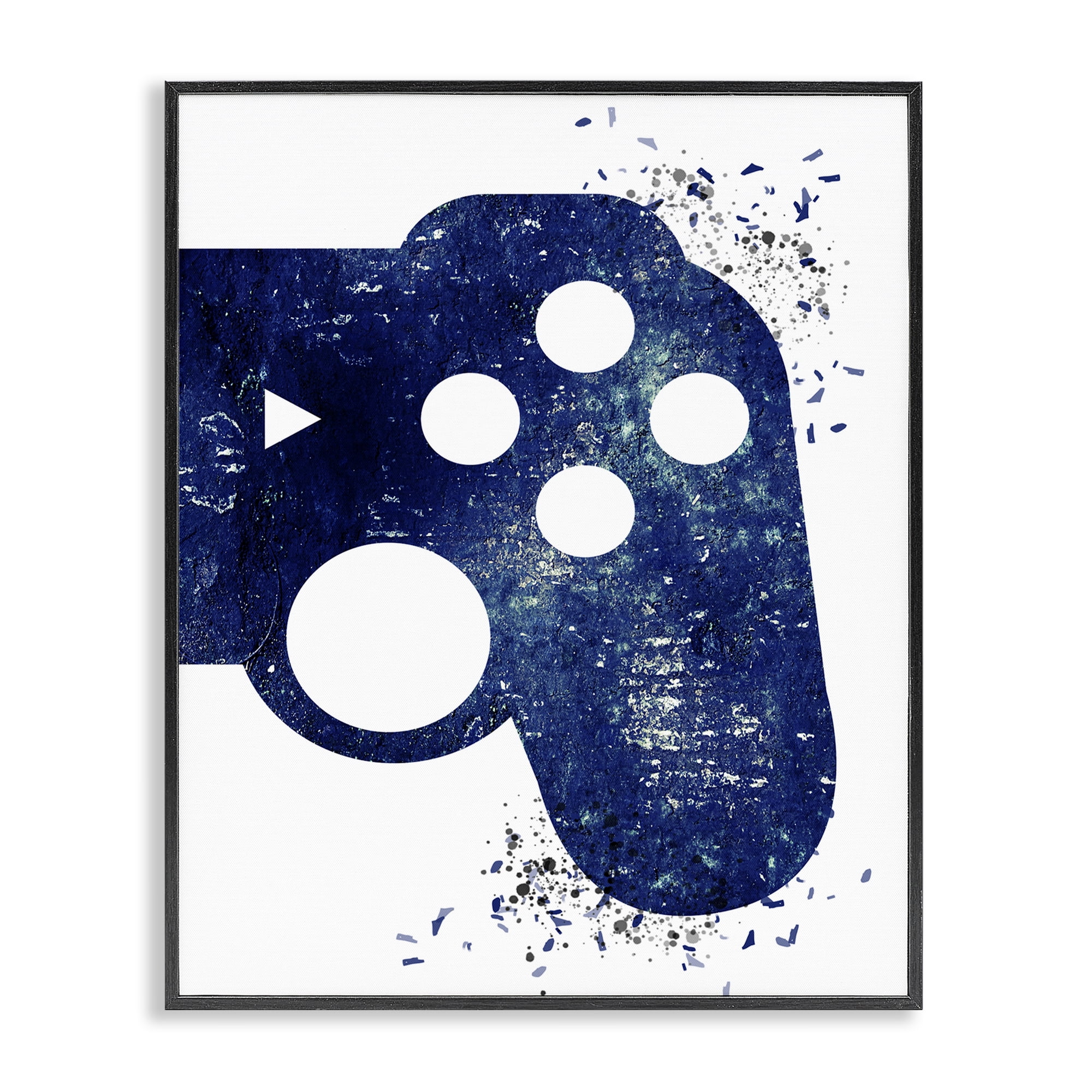 Stupell Industries Distressed Detail Gamer Entertainment Painting Black Framed Art Print Wall Art, 16 x 20