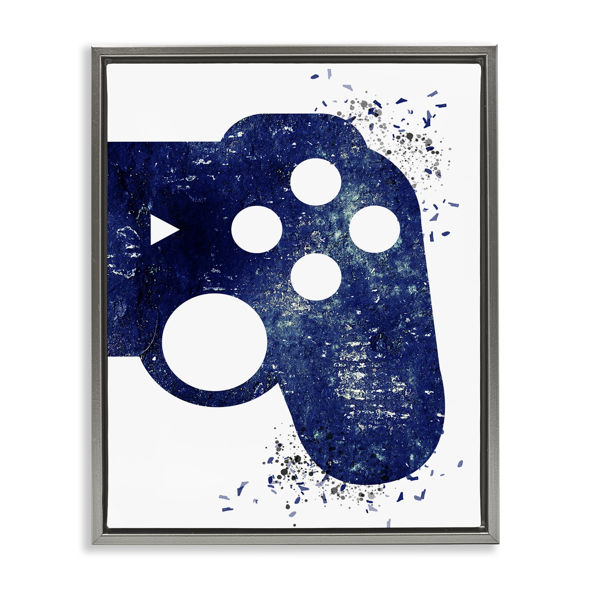 Stupell Industries Distressed Detail Gamer Entertainment Painting Gray Floater Framed Canvas Art Print Wall Art, 25 x 31