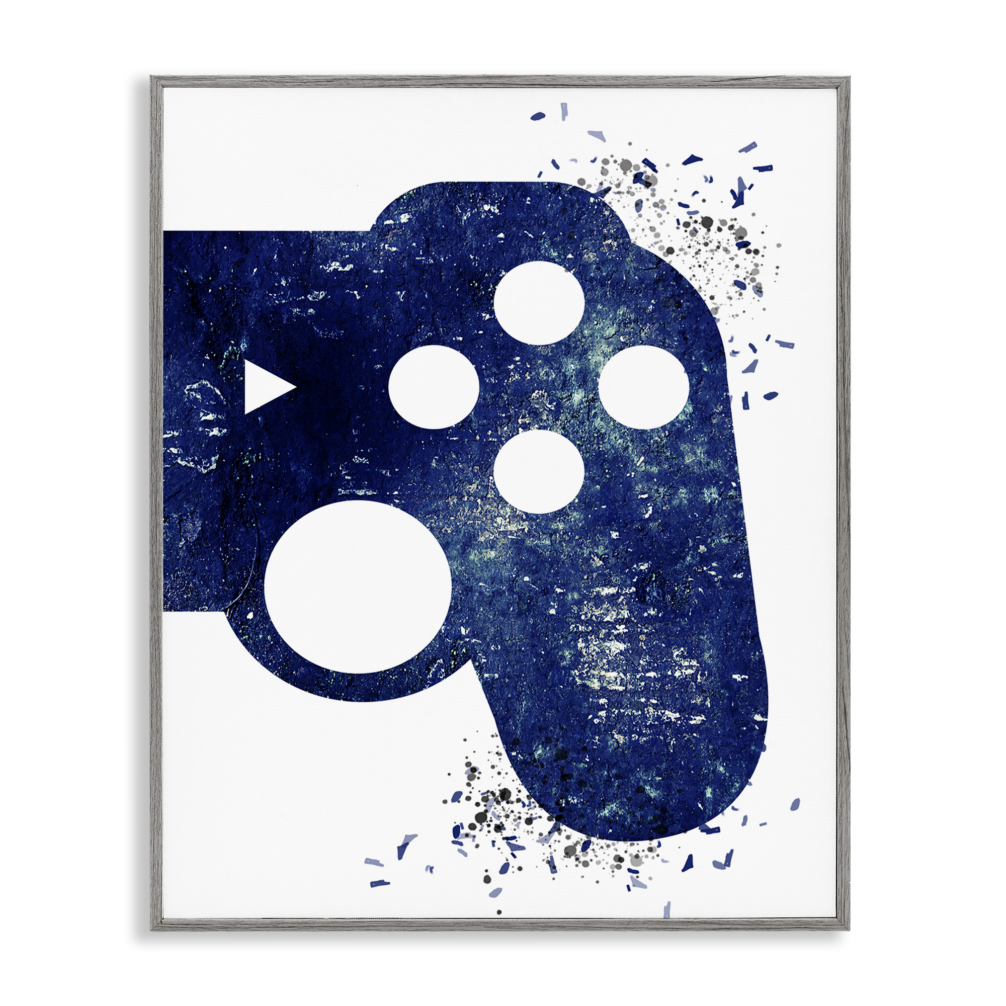 Stupell Industries Distressed Detail Gamer Entertainment Painting Gray Framed Art Print Wall Art, 24 x 30