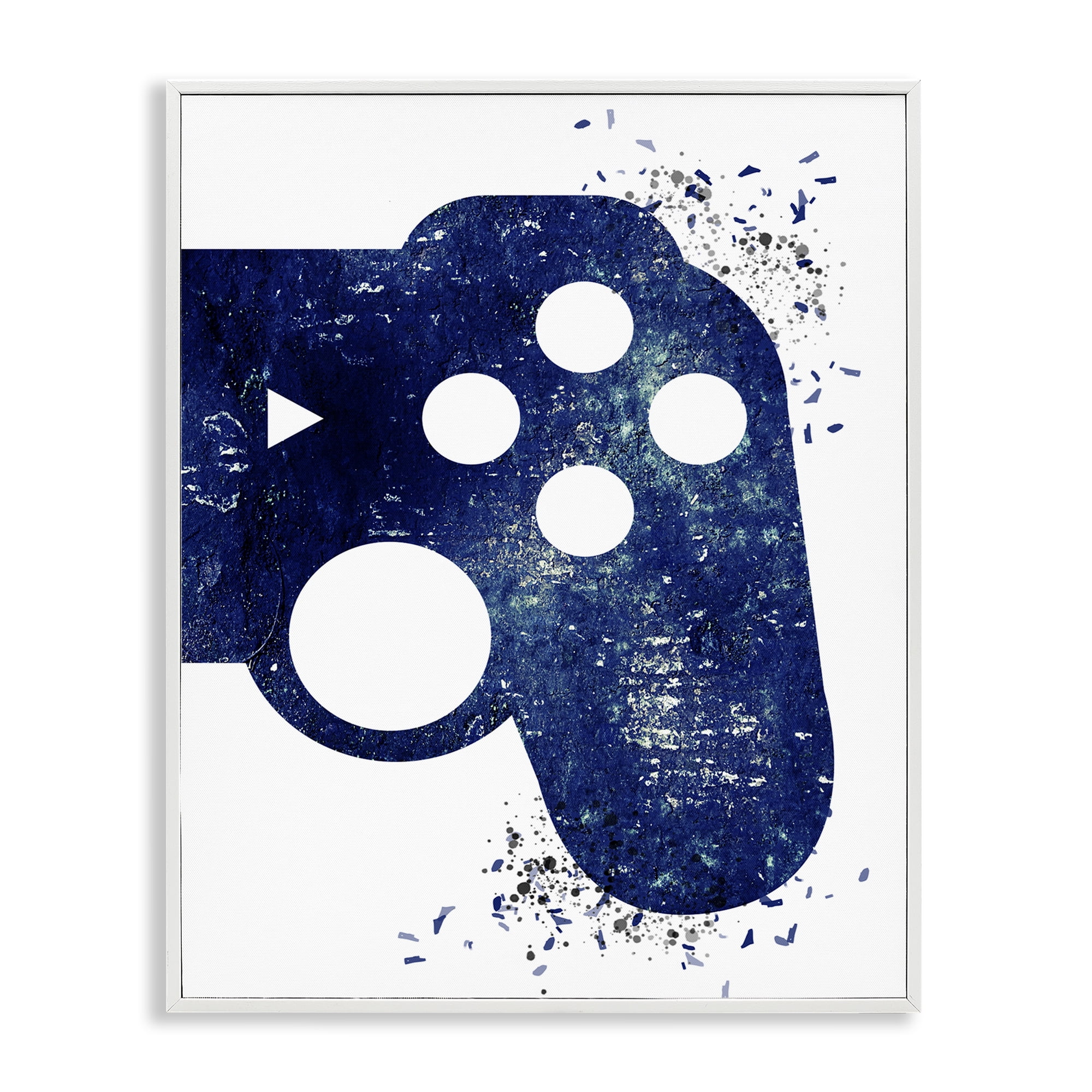 Stupell Industries Distressed Detail Gamer Entertainment Painting White Framed Art Print Wall Art, 11 x 14