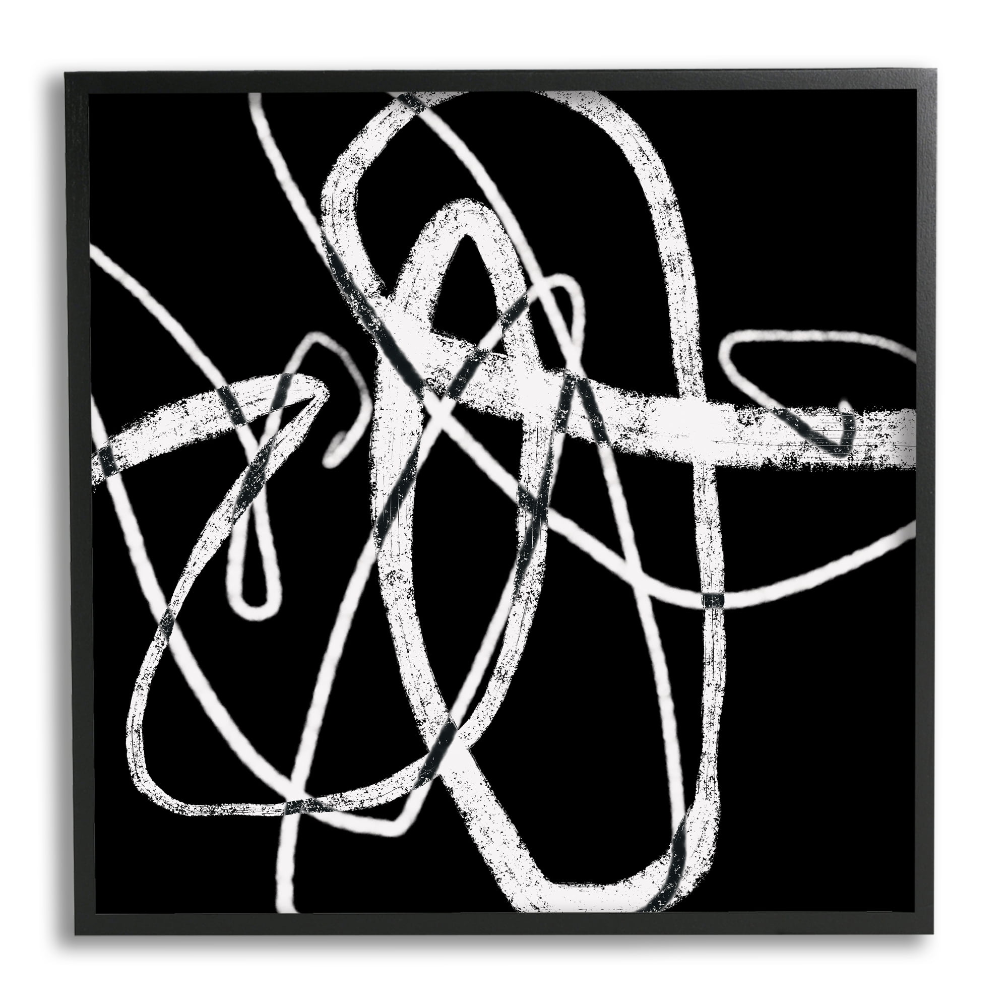 Stupell Industries Distressed Fluid White Lines on Black Abstraction, 12 x 12, Designed by Lisa Ridgers