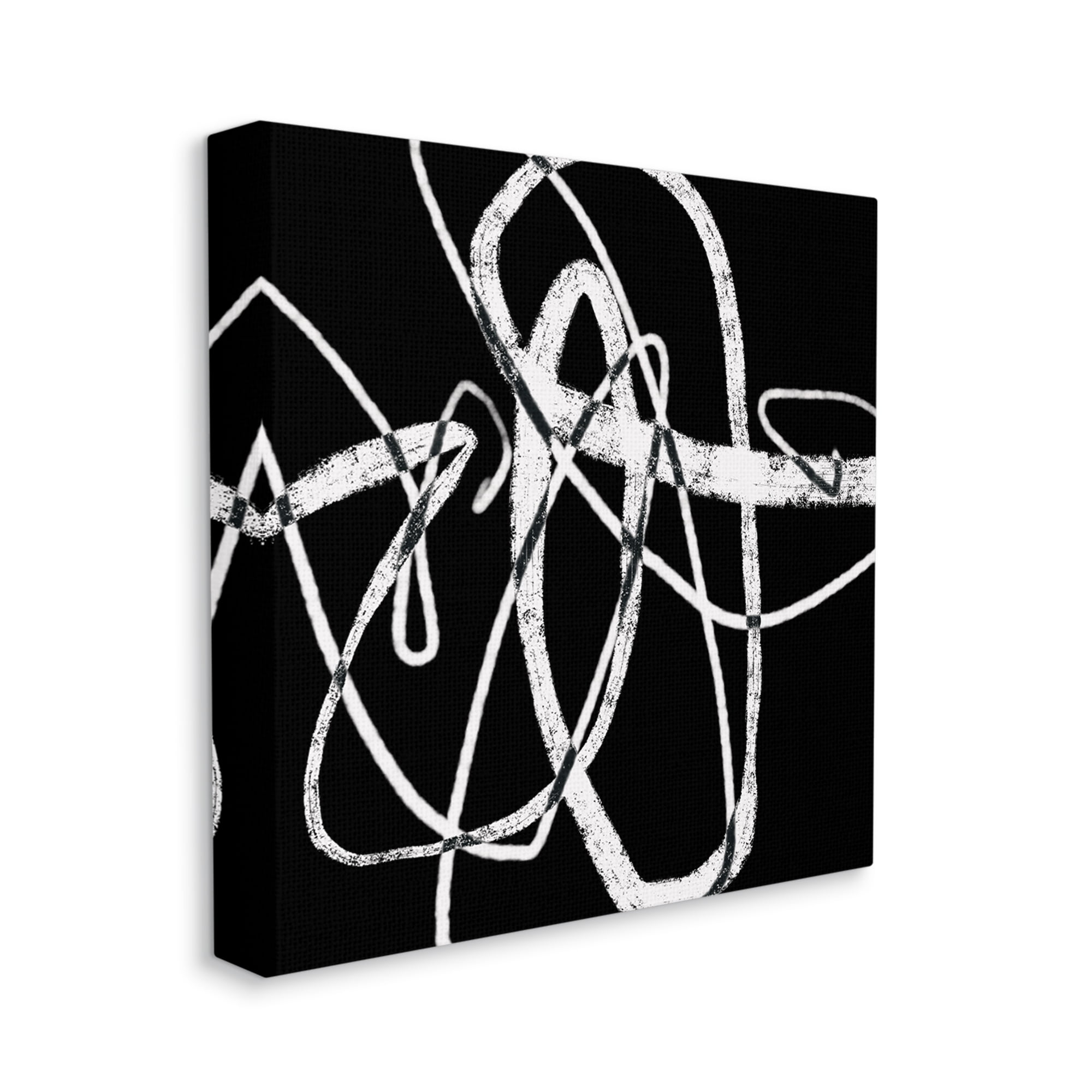 Stupell Industries Distressed Fluid White Lines on Black Abstraction, 36 x 36, Designed by Lisa Ridgers