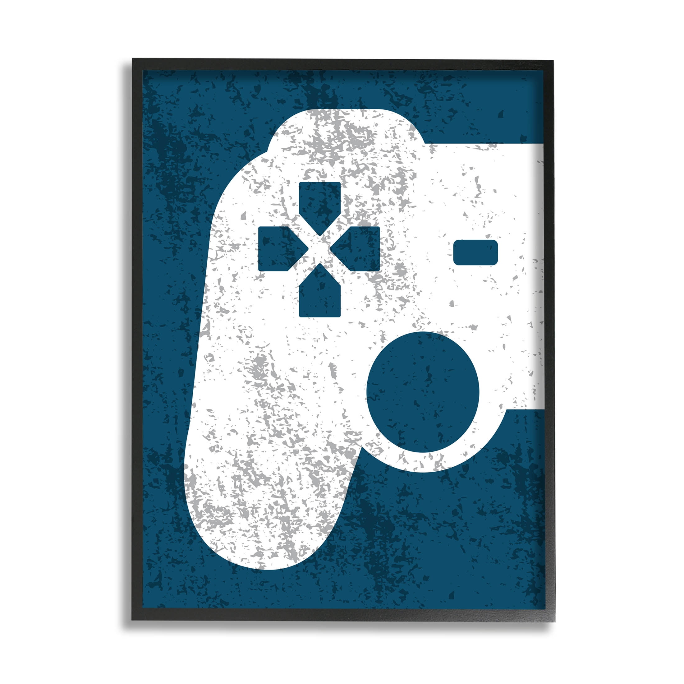 Stupell Industries Distressed Game Controller Shape Graphic Art Black Framed Art Print Wall Art, Design by Kim Allen
