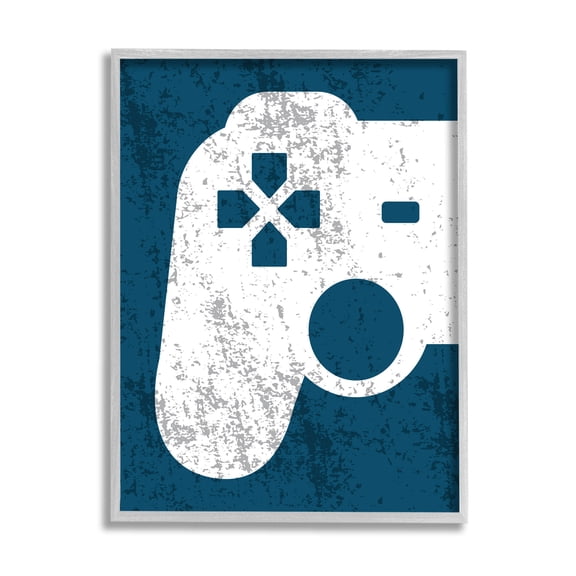 Stupell Industries Distressed Game Controller Shape Graphic Art Gray Framed Art Print Wall Art, Design by Kim Allen