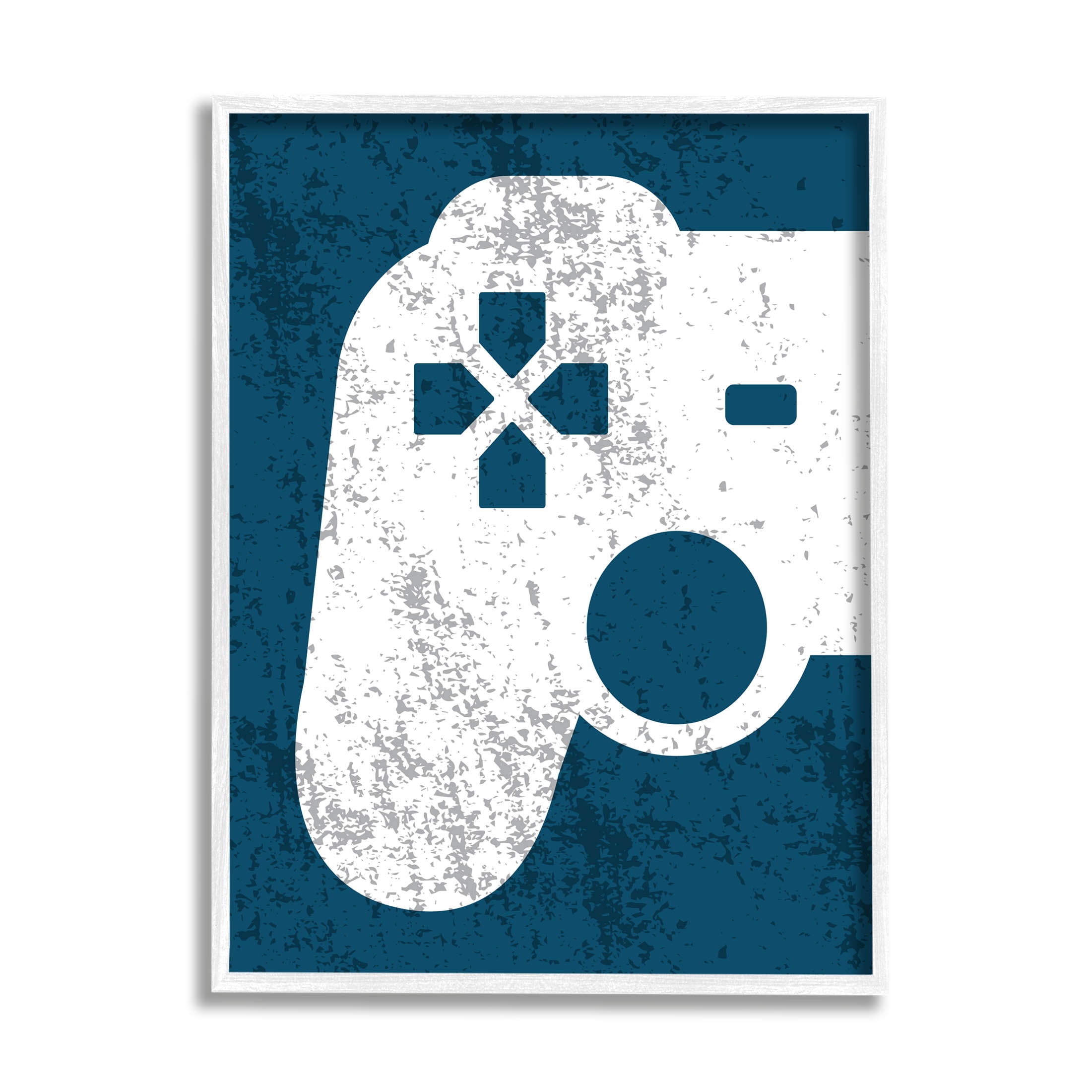 Stupell Industries Distressed Game Controller Shape Graphic Art White Framed Art Print Wall Art, Design by Kim Allen