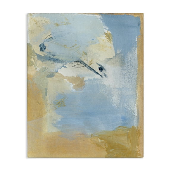 Stupell Industries Distressed Gold & Blue Abstract Painting Gallery Wrapped Canvas Art Print Wall Art, 16 x 20