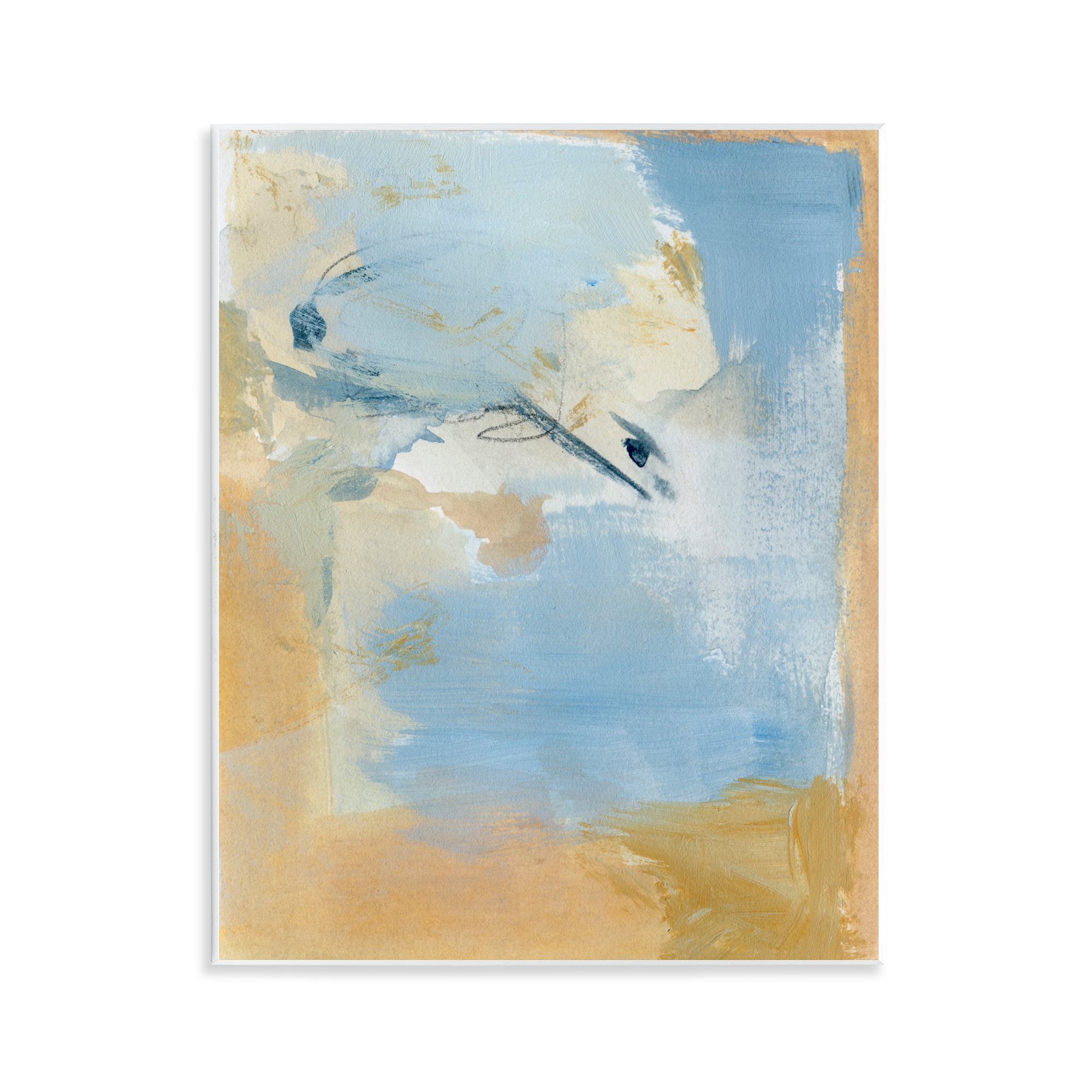 Stupell Industries Distressed Gold & Blue Abstract Painting Unframed Art Print Wall Art, 11 x 14