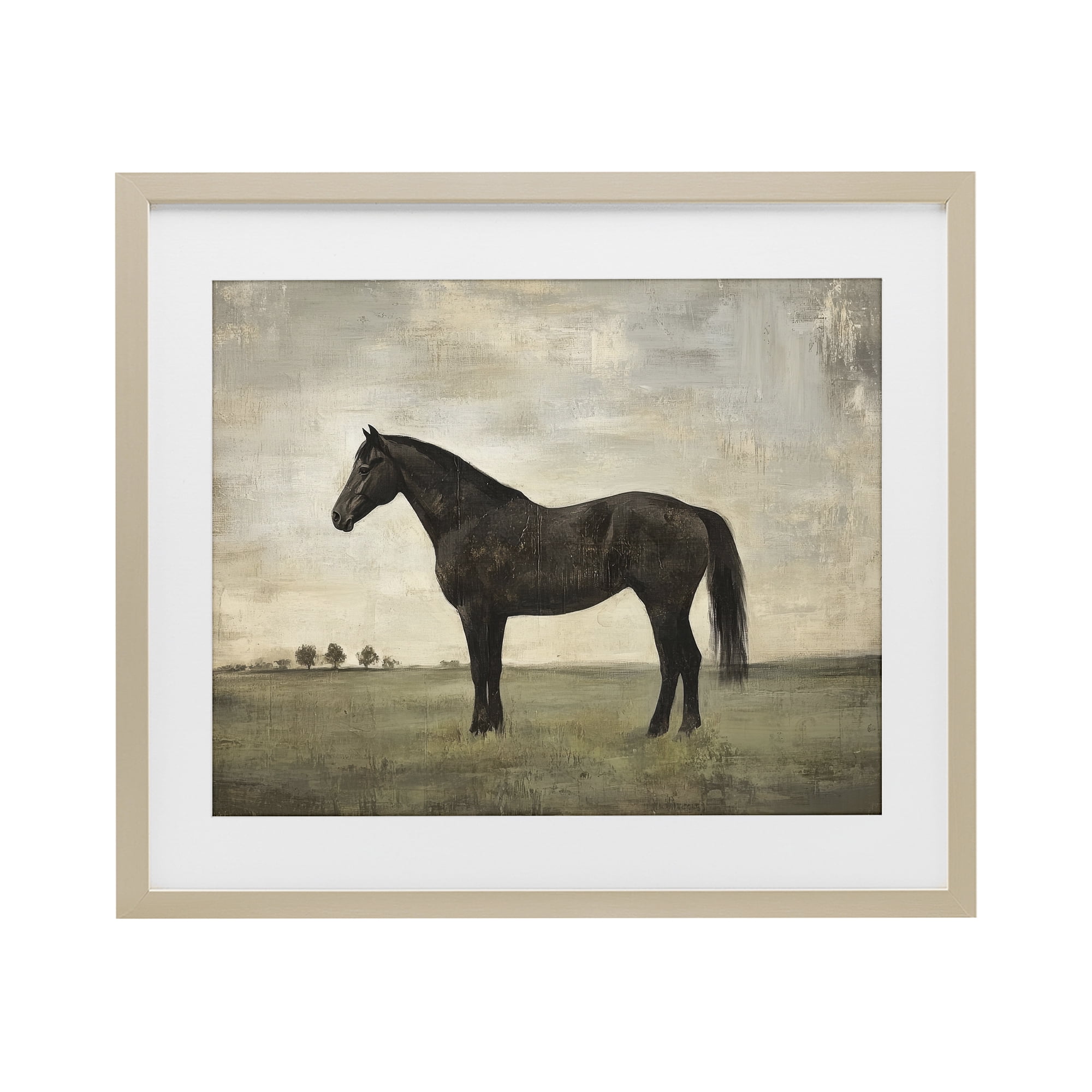 Stupell Industries Distressed Horse Portrait Birch Framed Print Under Glass, design by Petal Prints Design