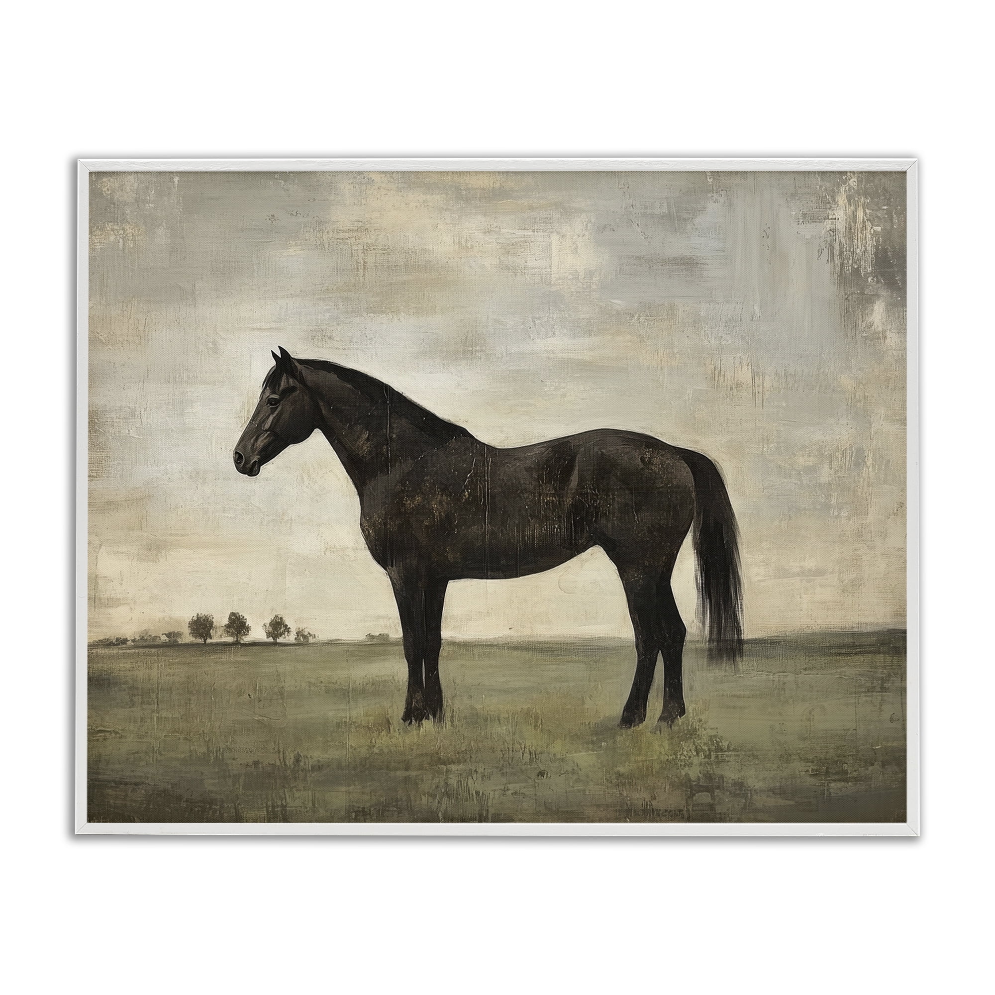 Stupell Industries Distressed Horse Portrait White Framed Giclee Art, design by Petal Prints Design