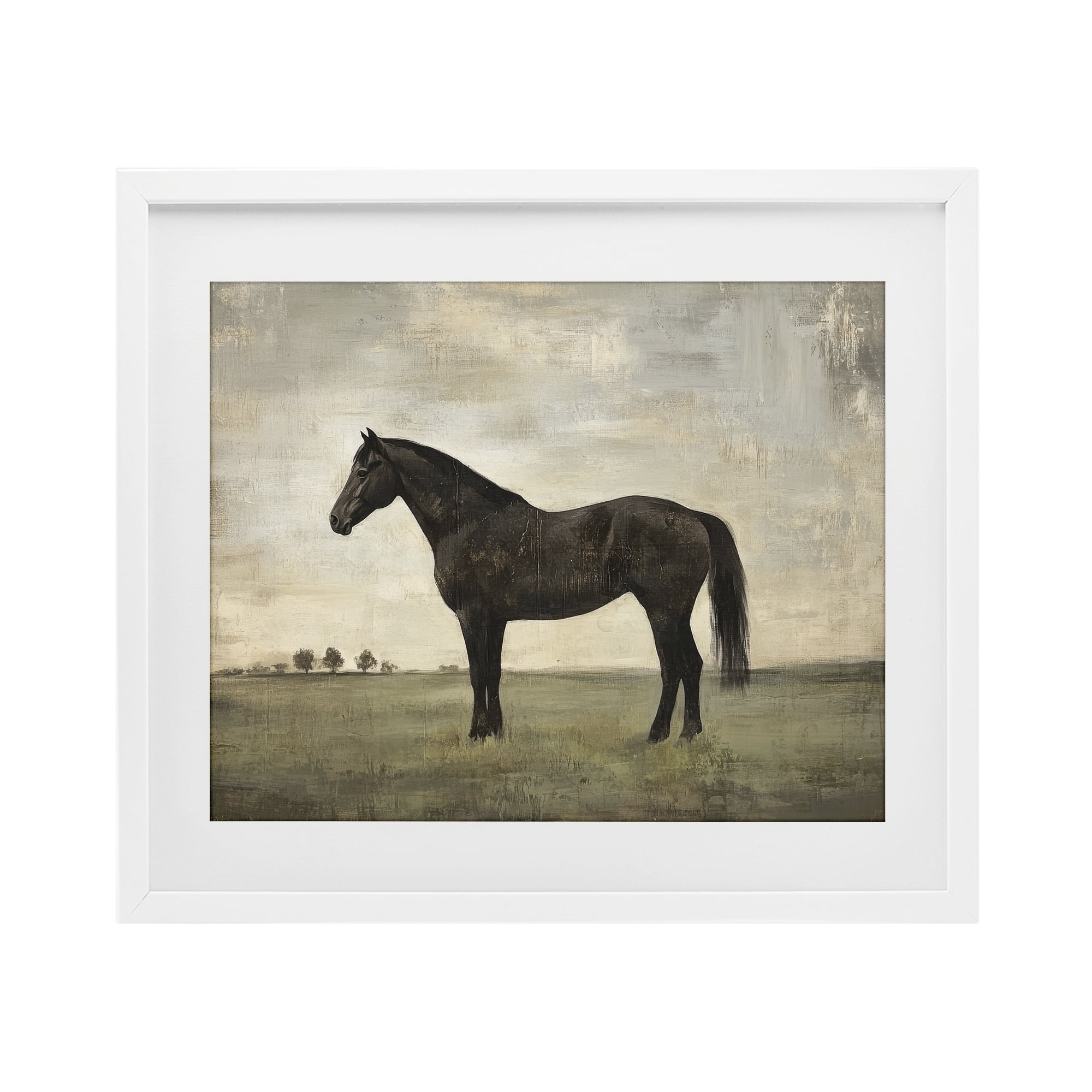 Stupell Industries Distressed Horse Portrait White Framed Print Under Glass, design by Petal Prints Design