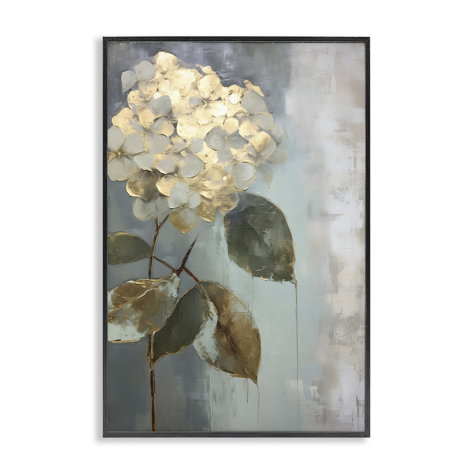 Stupell Industries Distressed Hydrangea Bloom Botanical & Floral Painting Black Framed Art Print Wall Art, 16 x 24