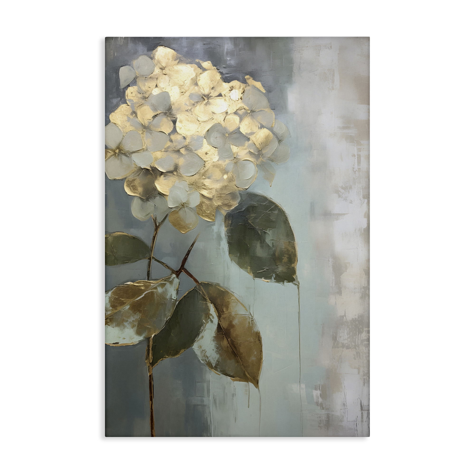 Stupell Industries Distressed Hydrangea Bloom Botanical & Floral Painting Gallery Wrapped Canvas Art Print Wall Art, 24 x 36
