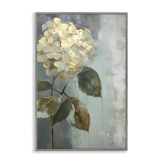 Stupell Industries Distressed Hydrangea Bloom Botanical & Floral Painting Gray Framed Art Print Wall Art, 16 x 24