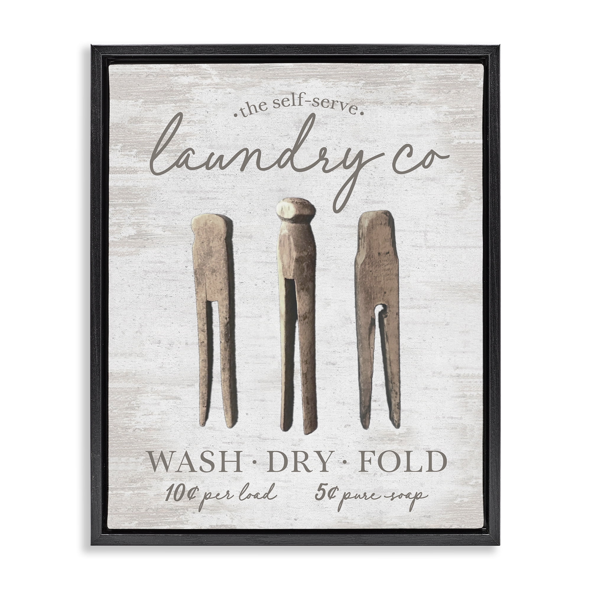 Stupell Industries Distressed Laundry Co Typography Painting Black Floater Framed Art Print Wall Art, 25 x 31