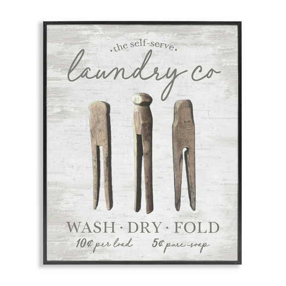 Stupell Industries Distressed Laundry Co Typography Painting Black Framed Art Print Wall Art, 11 x 14