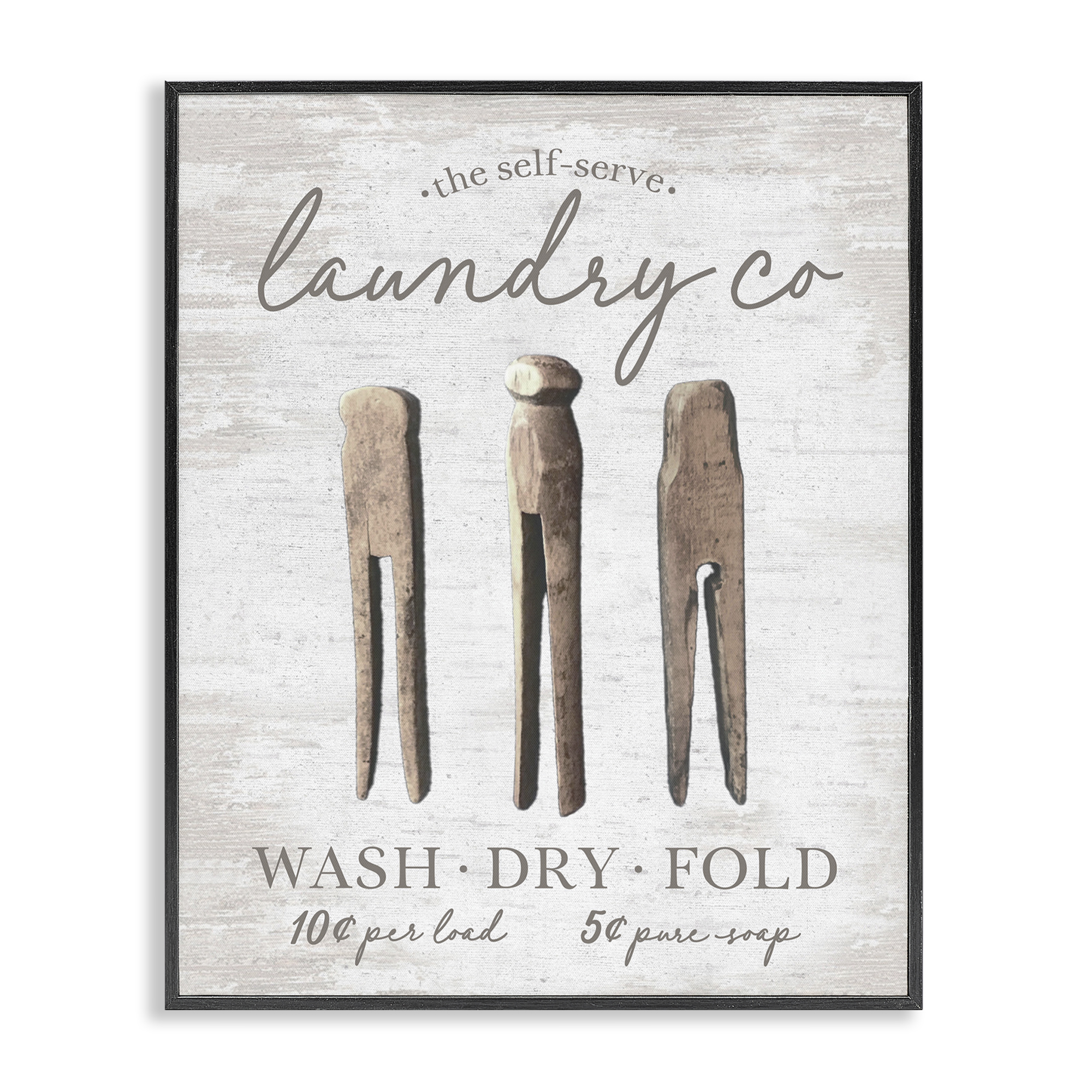 Stupell Industries Distressed Laundry Co Typography Painting Black Framed Art Print Wall Art, 24 x 30
