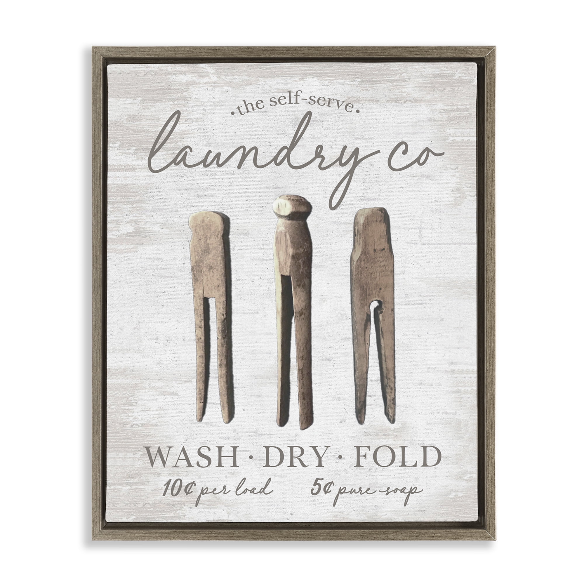 Stupell Industries Distressed Laundry Co Typography Painting Brown Floater Framed Art Print Wall Art, 25 x 31