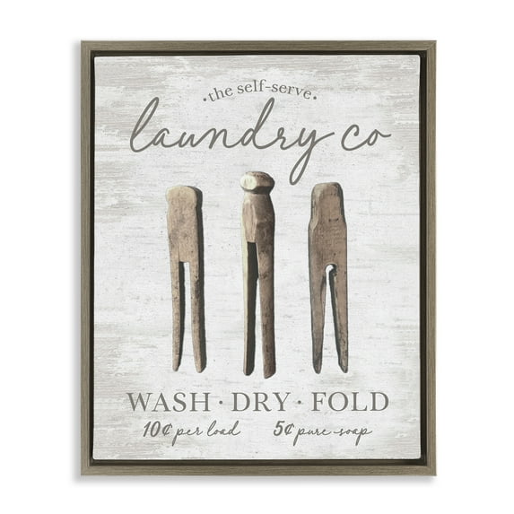 Stupell Industries Distressed Laundry Co Typography Painting Brown Floater Framed Art Print Wall Art, 25 x 31