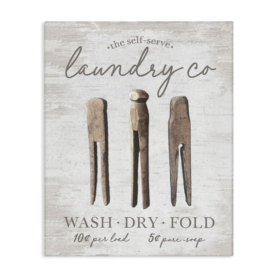 Stupell Industries Distressed Laundry Co Typography Painting Gallery Wrapped Canvas Art Print Wall Art, 30 x 40