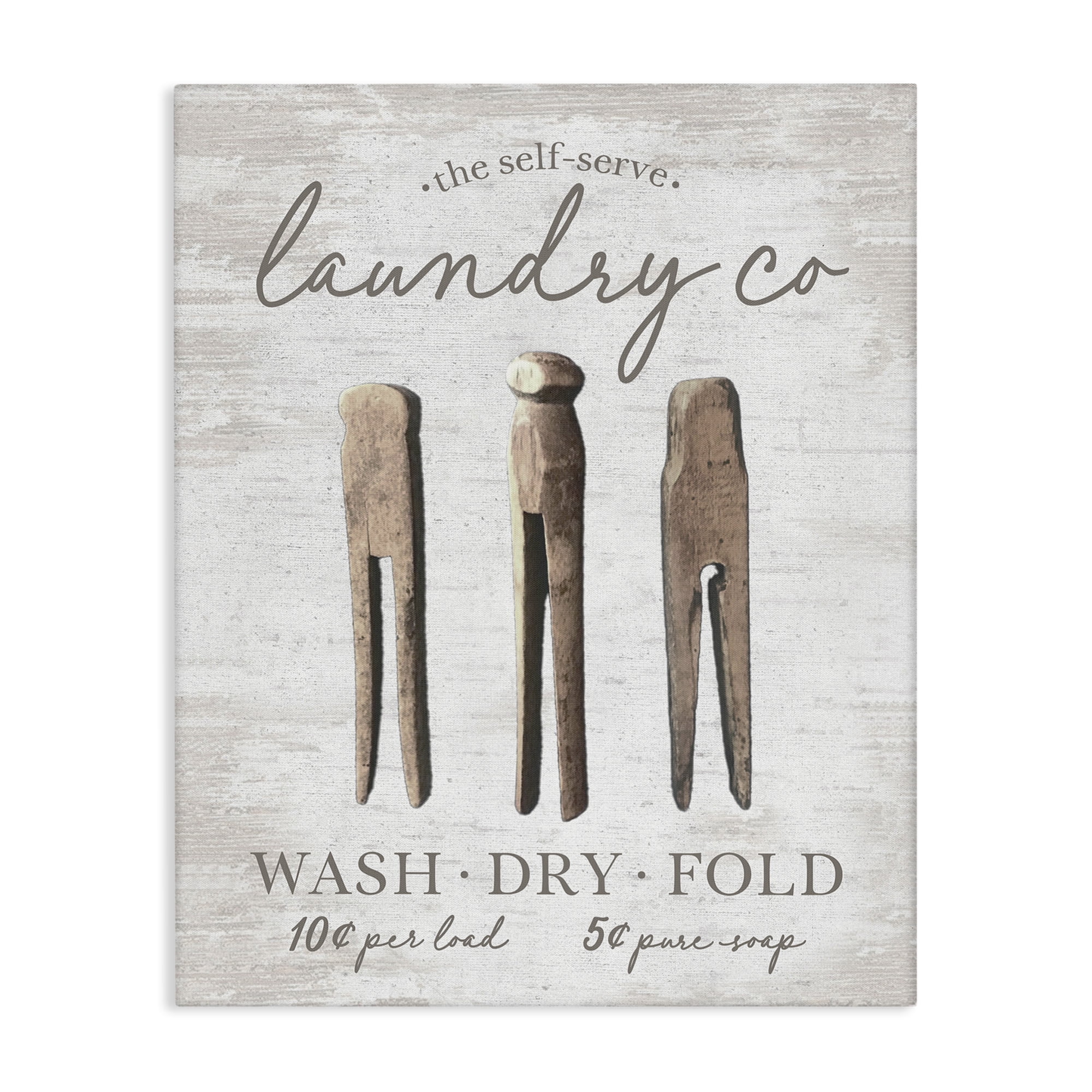Stupell Industries Distressed Laundry Co Typography Painting Gallery Wrapped Canvas Art Print Wall Art, 36 x 48